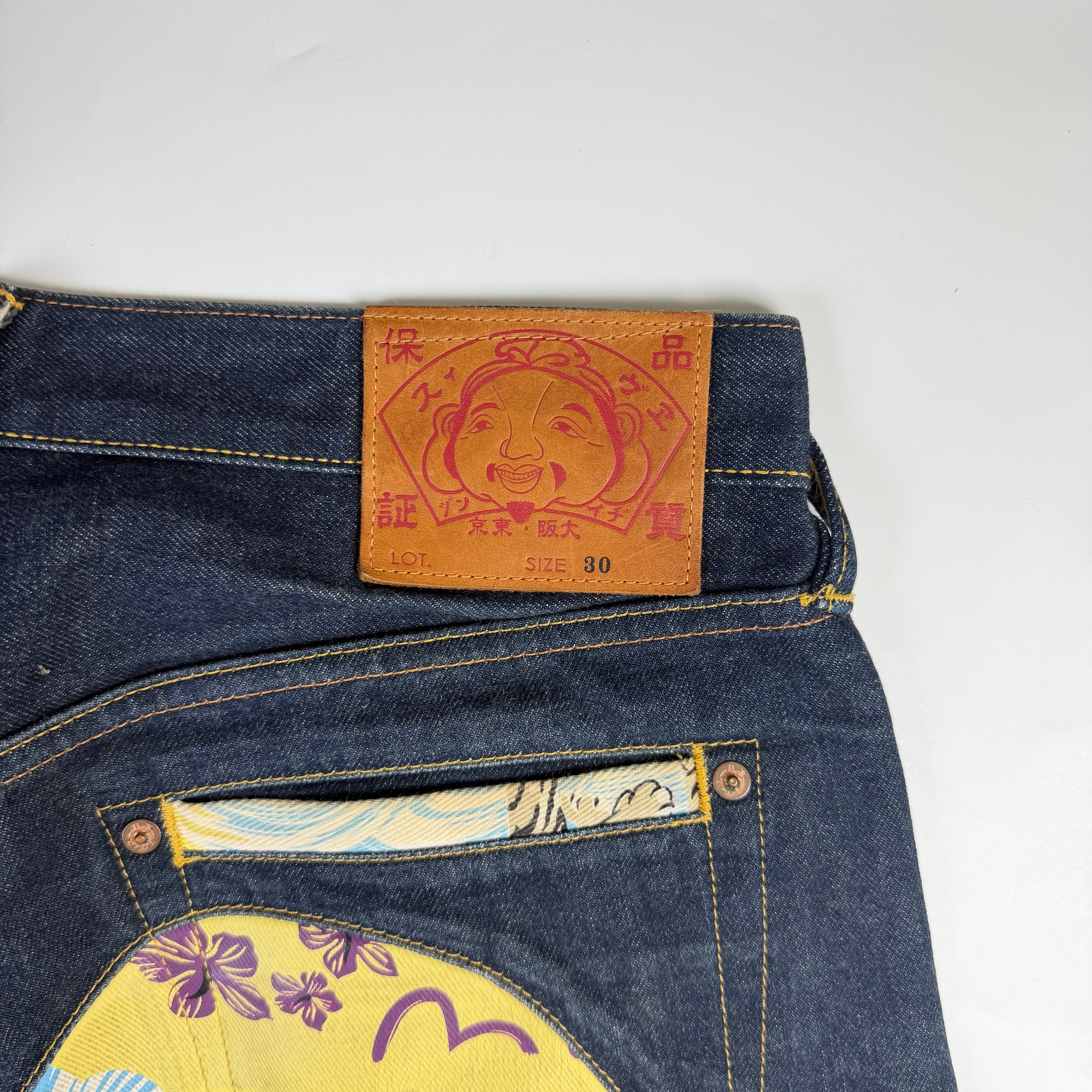 Evisu Daicock Tiger Japanese Tattoo Art Denim Shorts