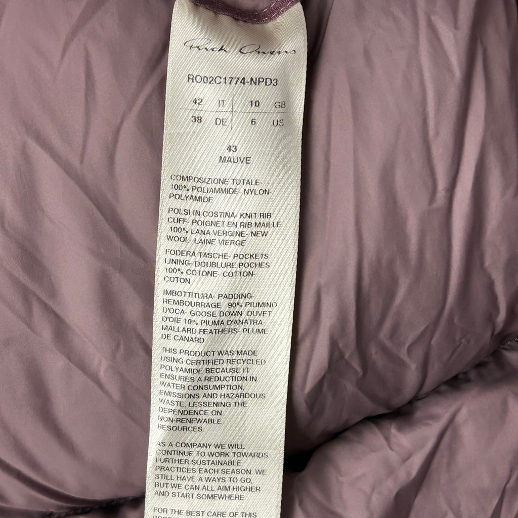 Rick Owens Funnel Neck Down Puffer Jacket