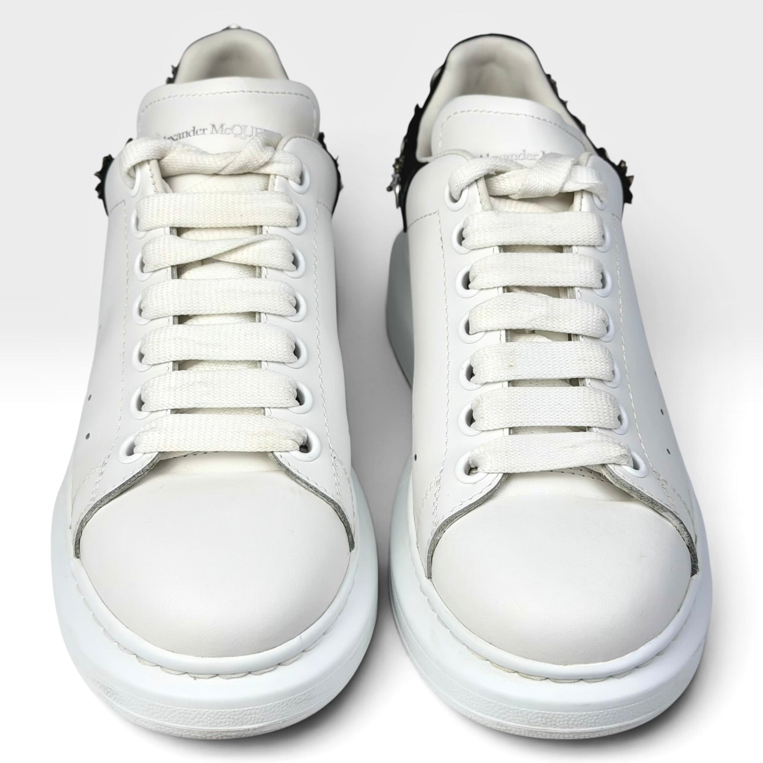 Alexander McQueen Leather Rhinestone Sneakers White