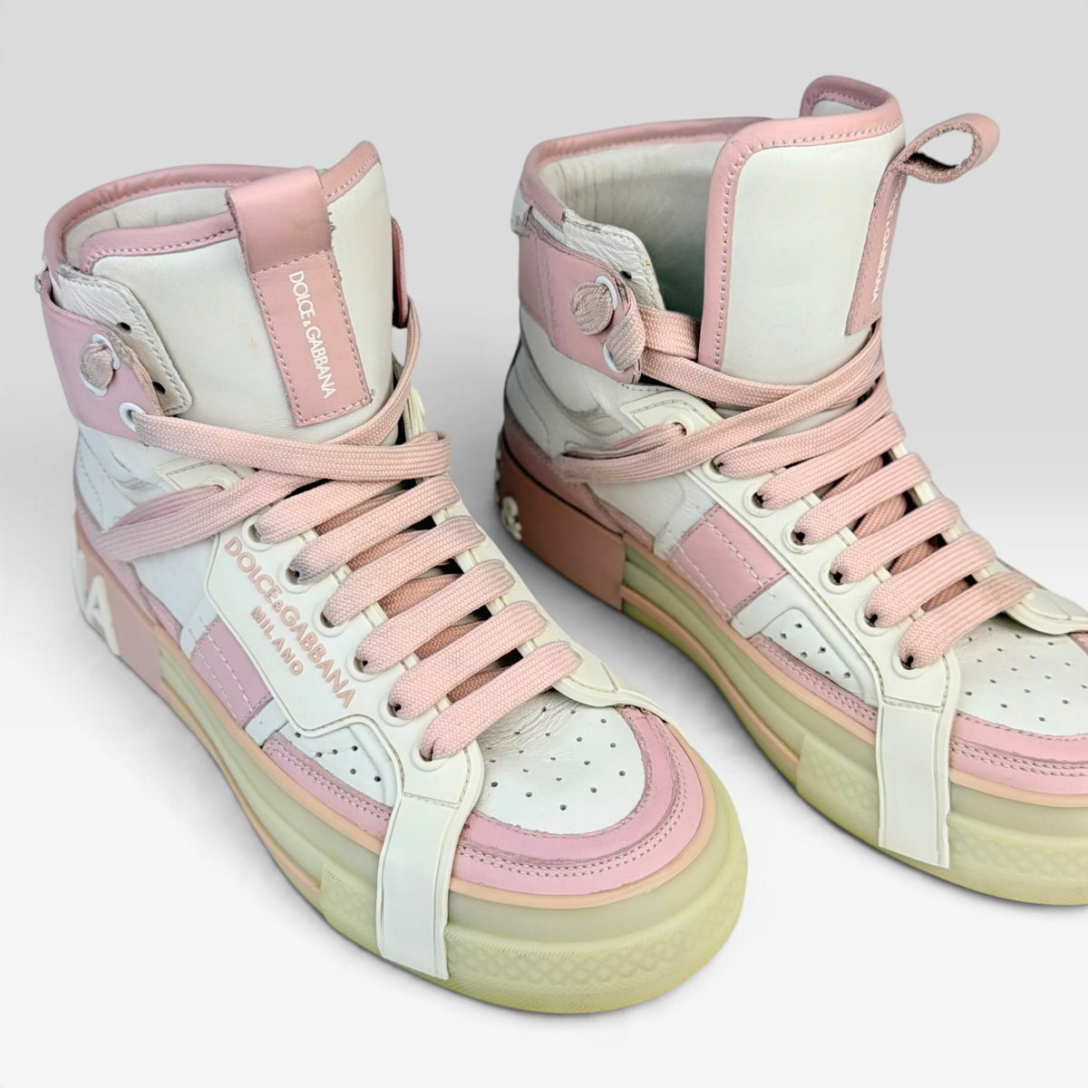 Dolce & Gabbana Custom 2.Zero High-Top Sneaker White/Nude