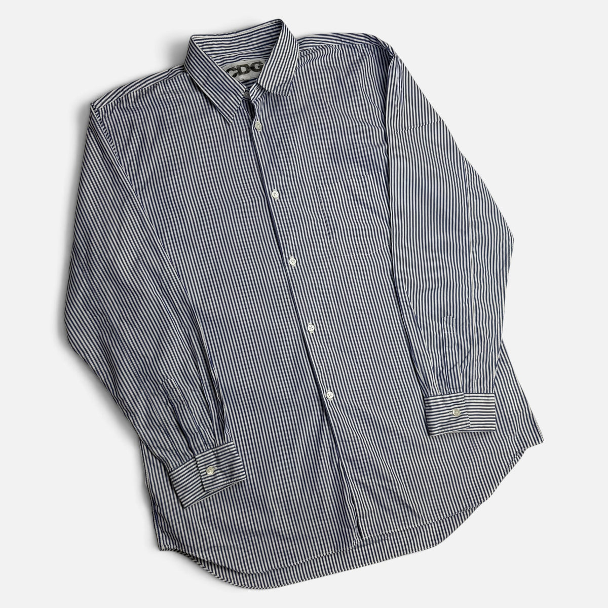 Comme Des Garçons Striped Button-Up Shirt White/Blue