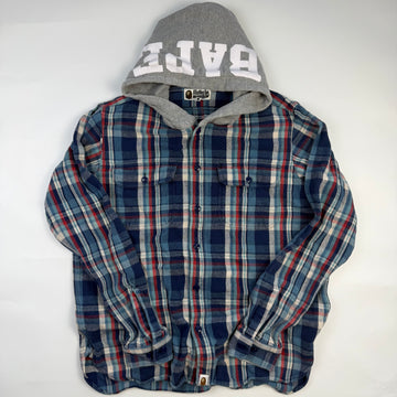 BAPE Flannel Check Hooded Shirt Blue/Red