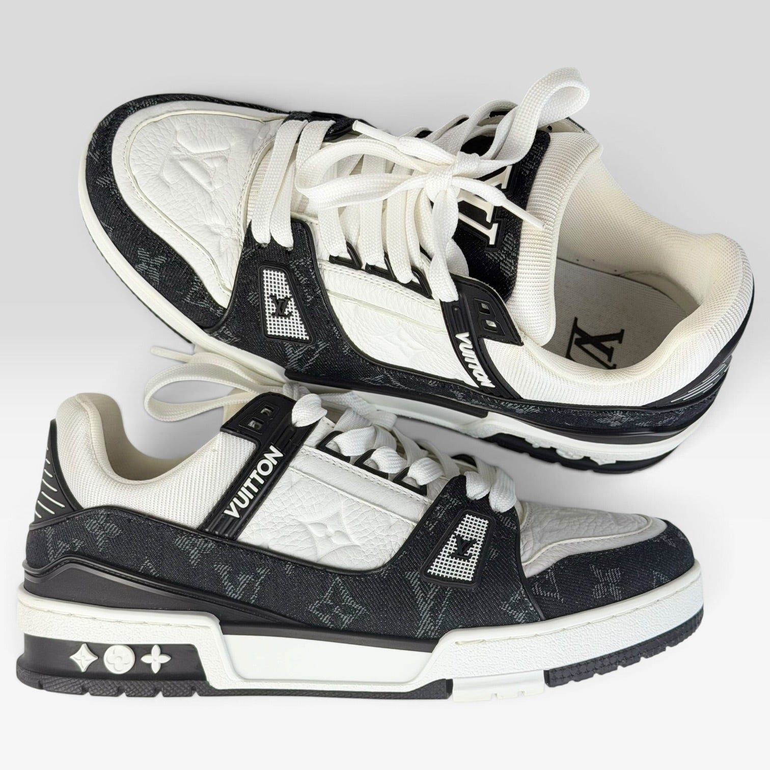 Louis Vuitton LV Trainer White/Black Denim | Sneakers Louis Vuitton
