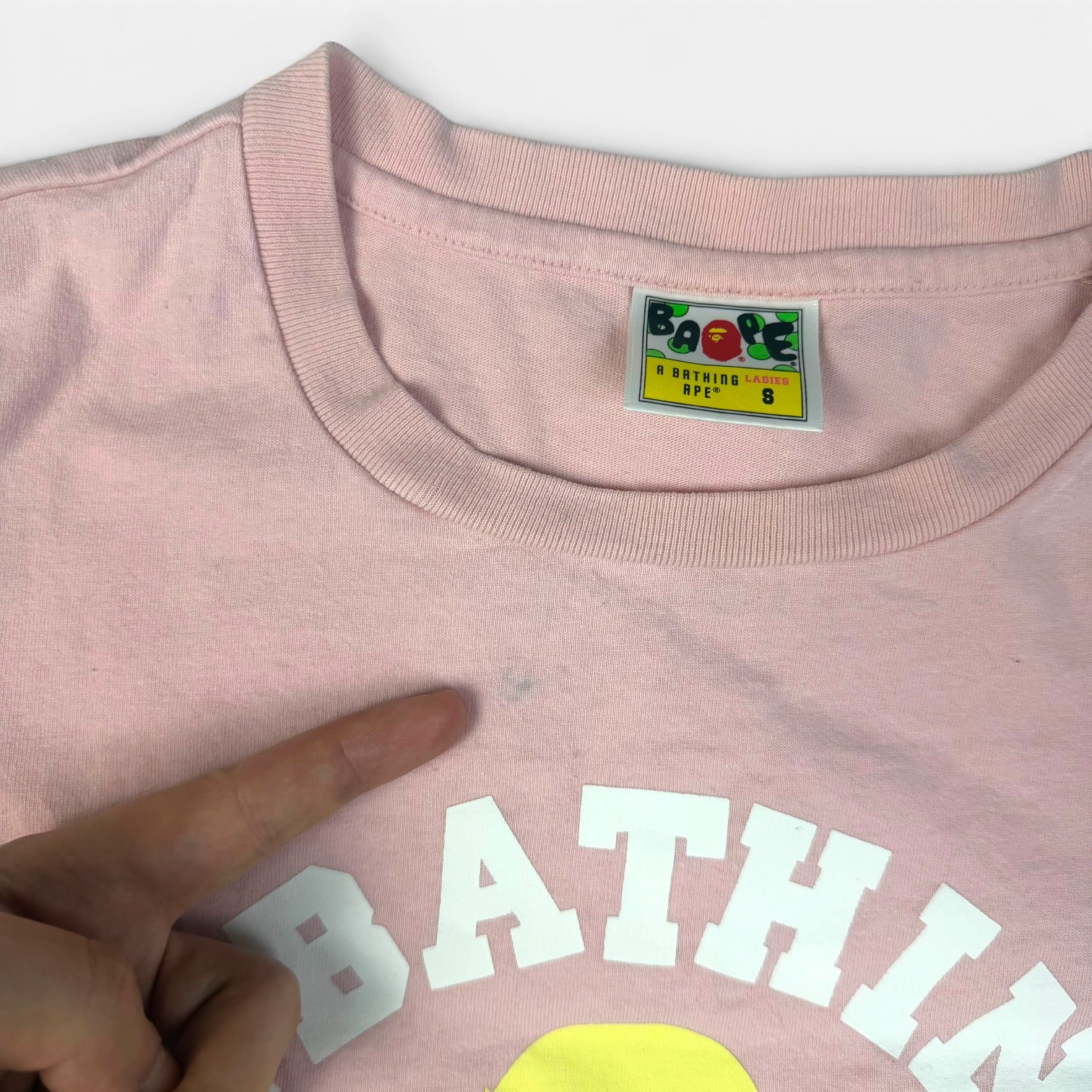 BAPE College Logo Tee Pink Womens | Tricou BAPE