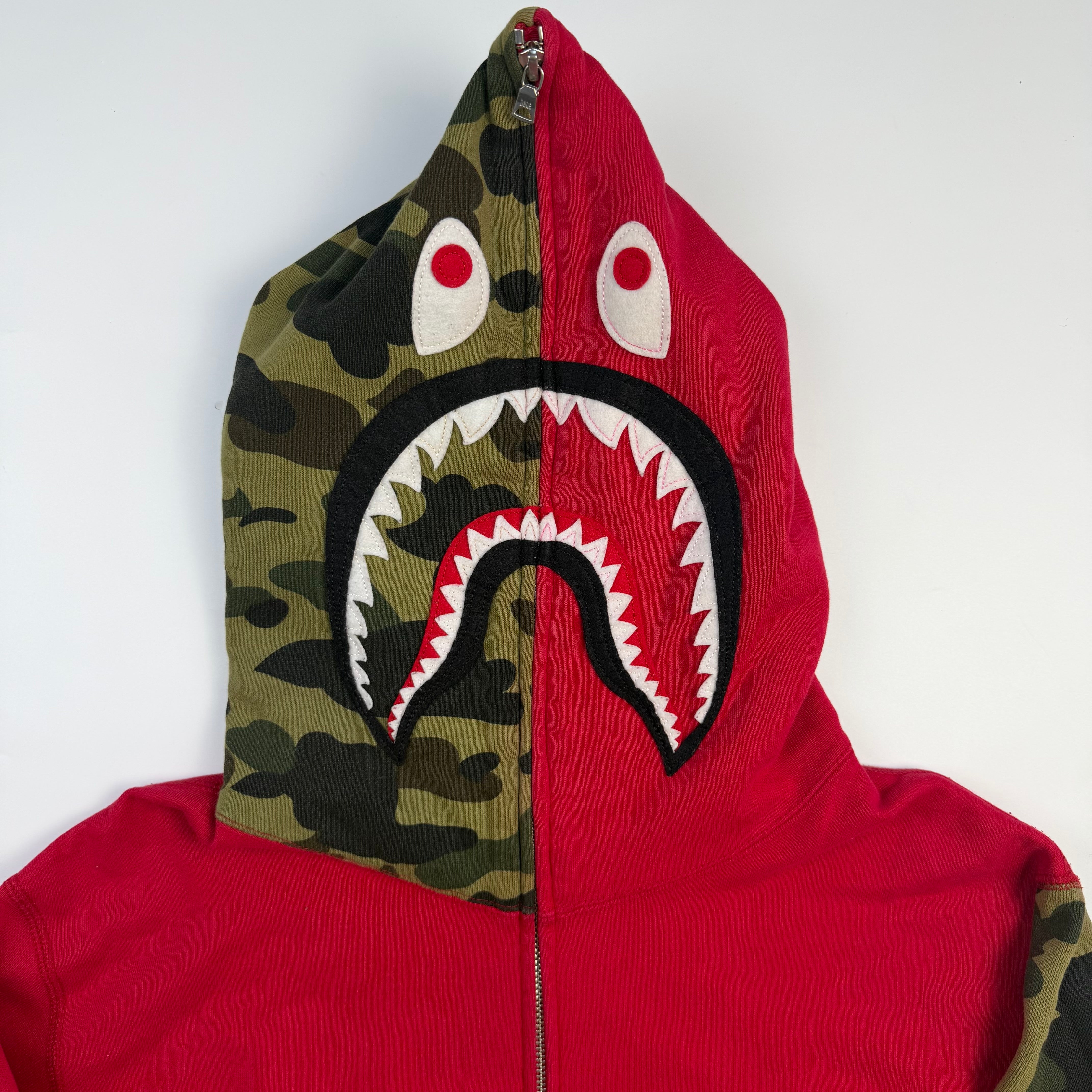 BAPE 1st Camo Shark Full Zip Hoodie Red/Green