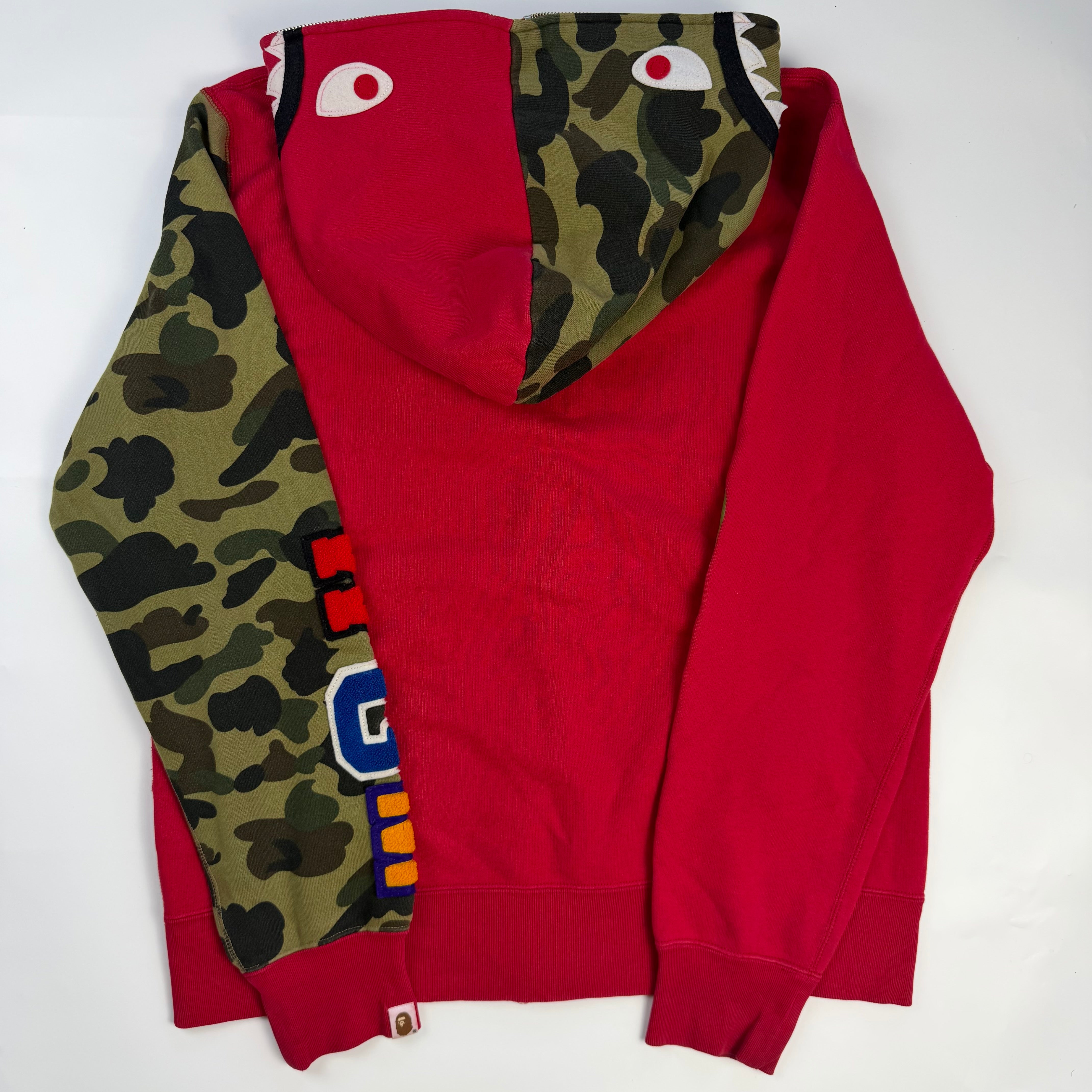 BAPE 1st Camo Shark Full Zip Hoodie Red/Green