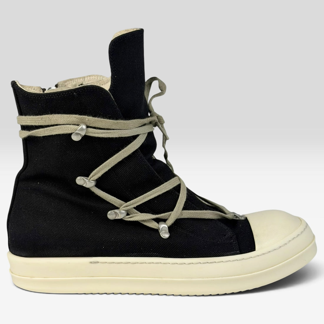 Rick Owens DRKSHDW Hexagram Ramones High Milk, negru, vedere din față
