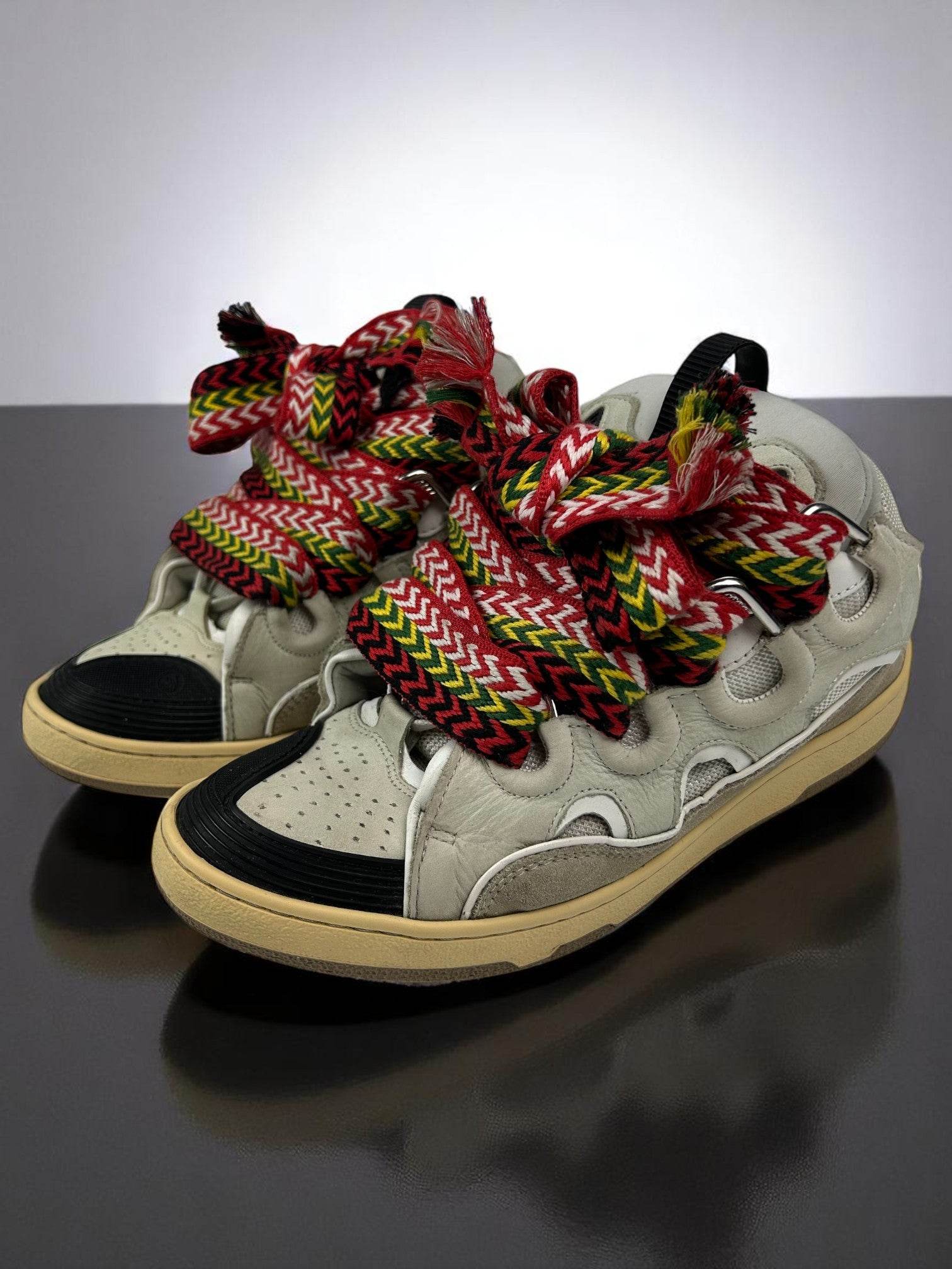Lanvin White Ivory Curb Sneakers - V STEALS