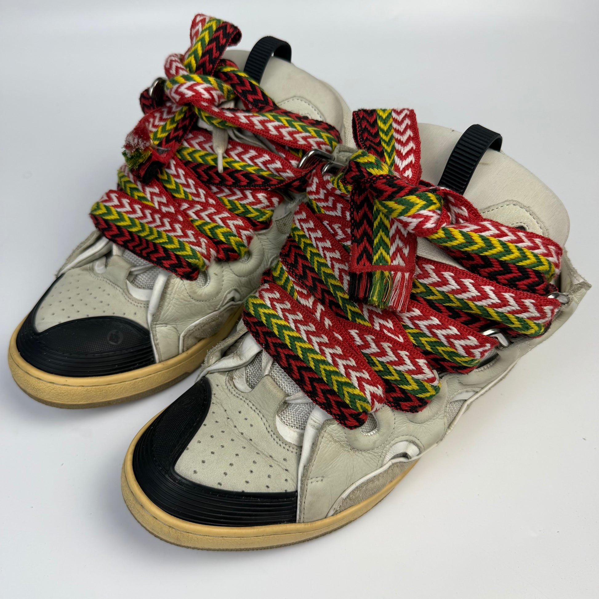 Lanvin White Ivory Curb Sneakers