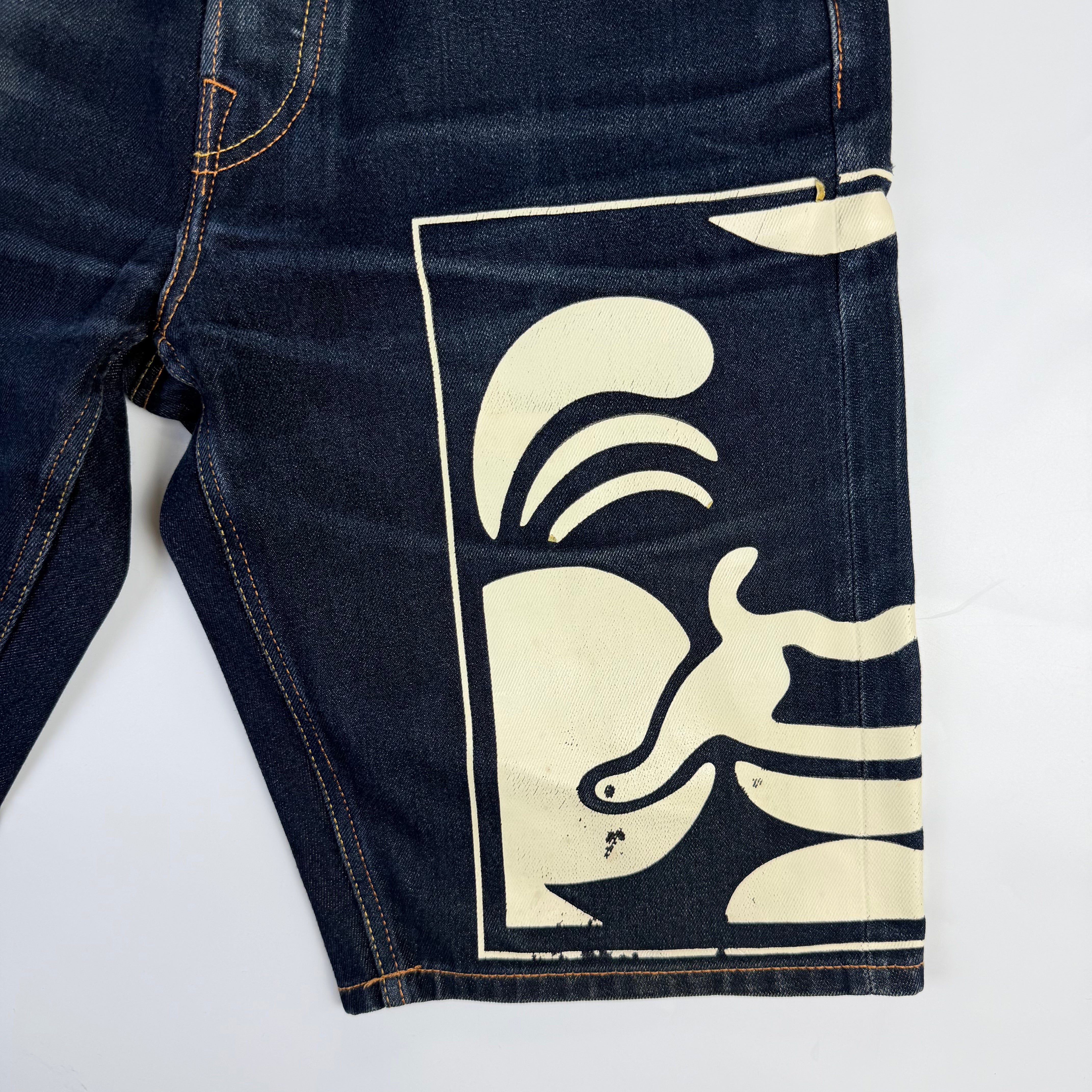 Evisu Ebisu God Print Denim Shorts