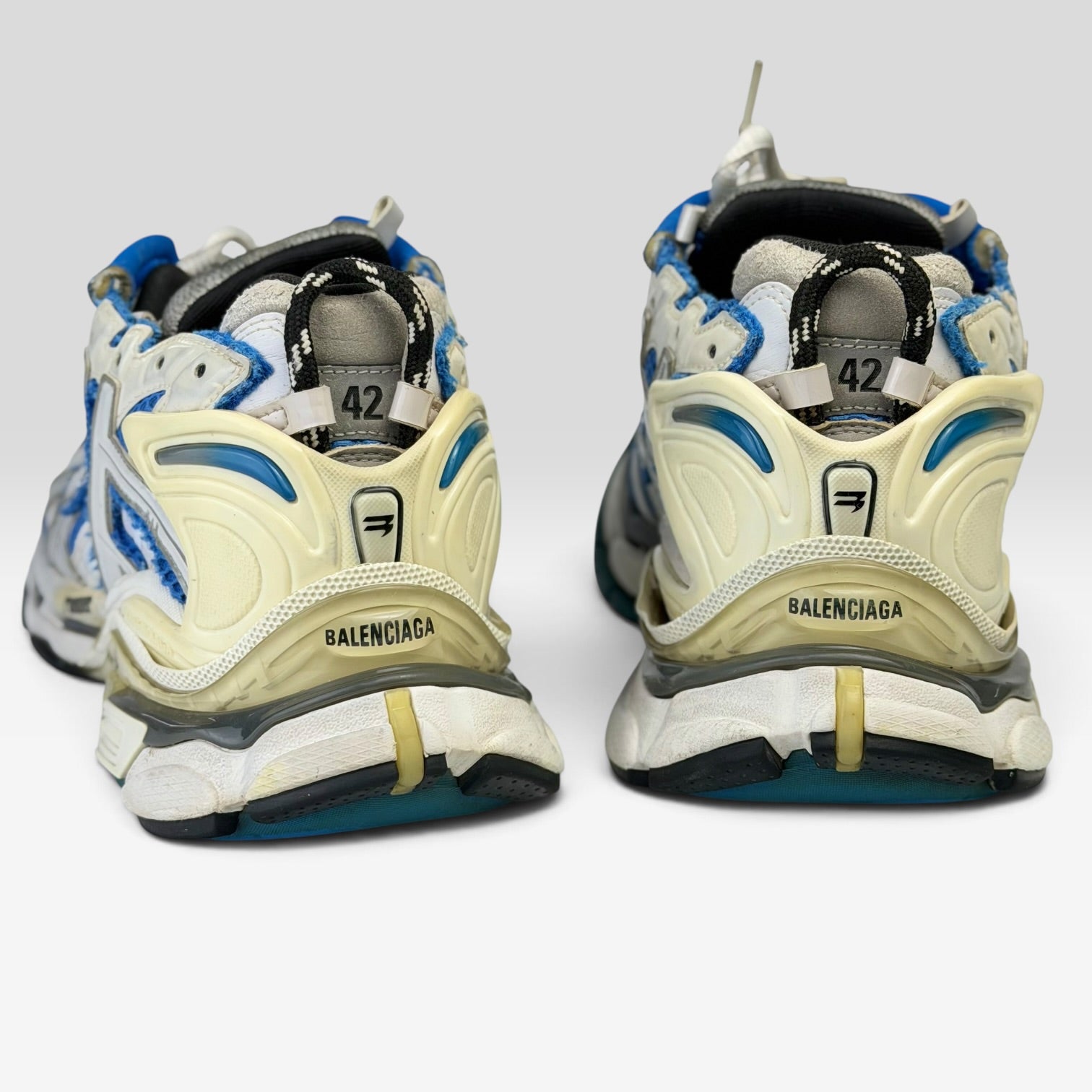 Balenciaga Runner Blue Sneakers, alb, vedere din spate