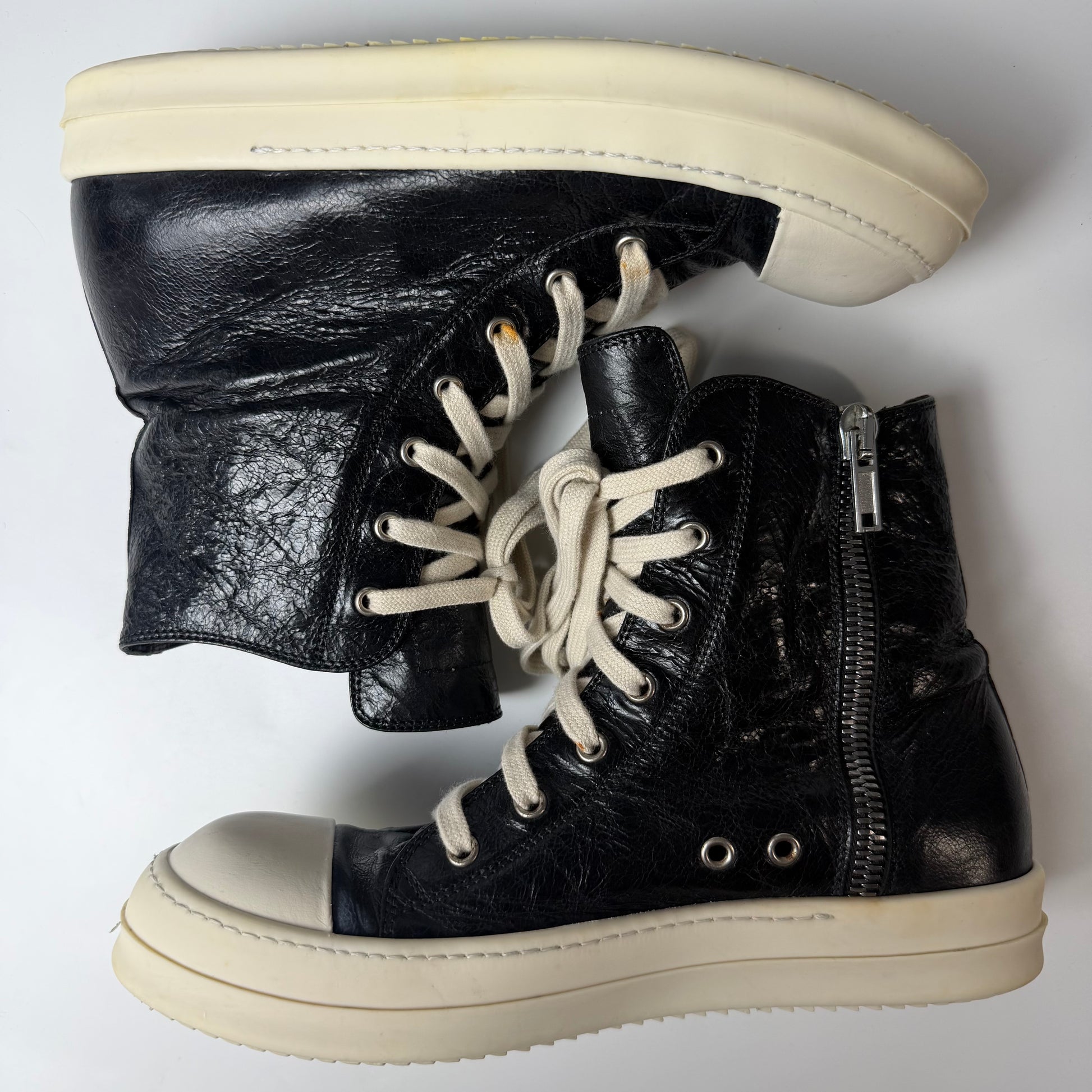 Rick Owens Runched Leather Ramones