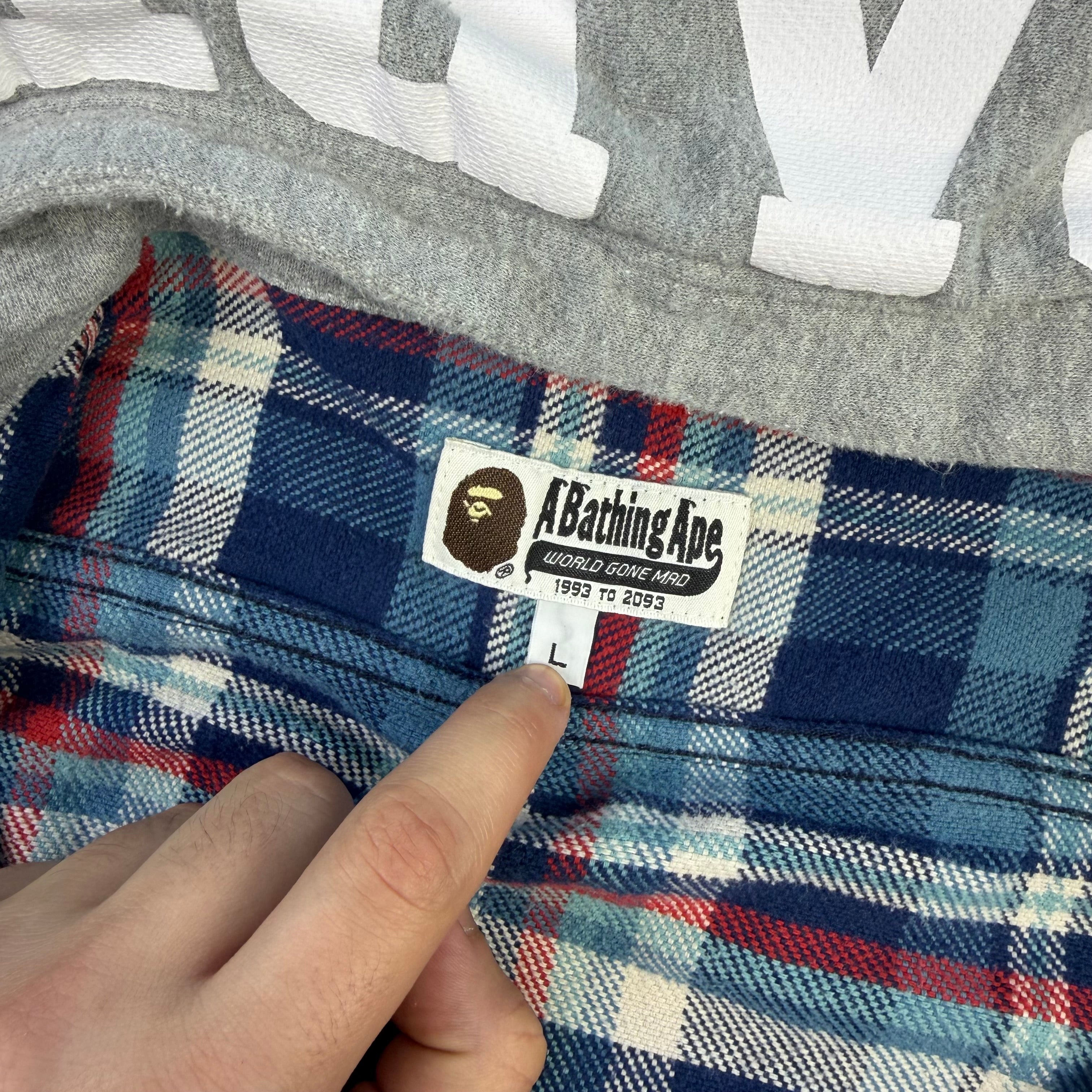 BAPE Flannel Check Hooded Shirt Blue/Red