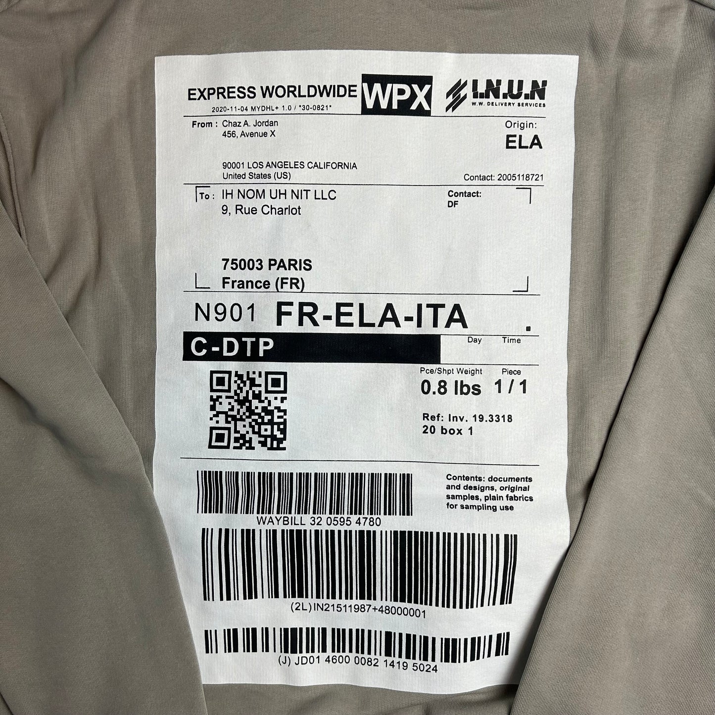 Hoodie Ship Label