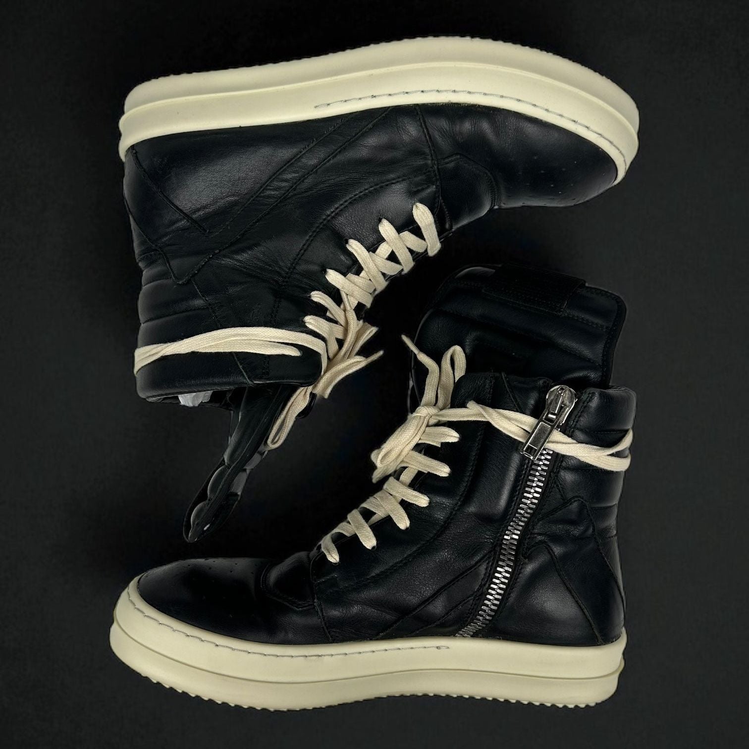 Rick Owens Geobasket Black Leather