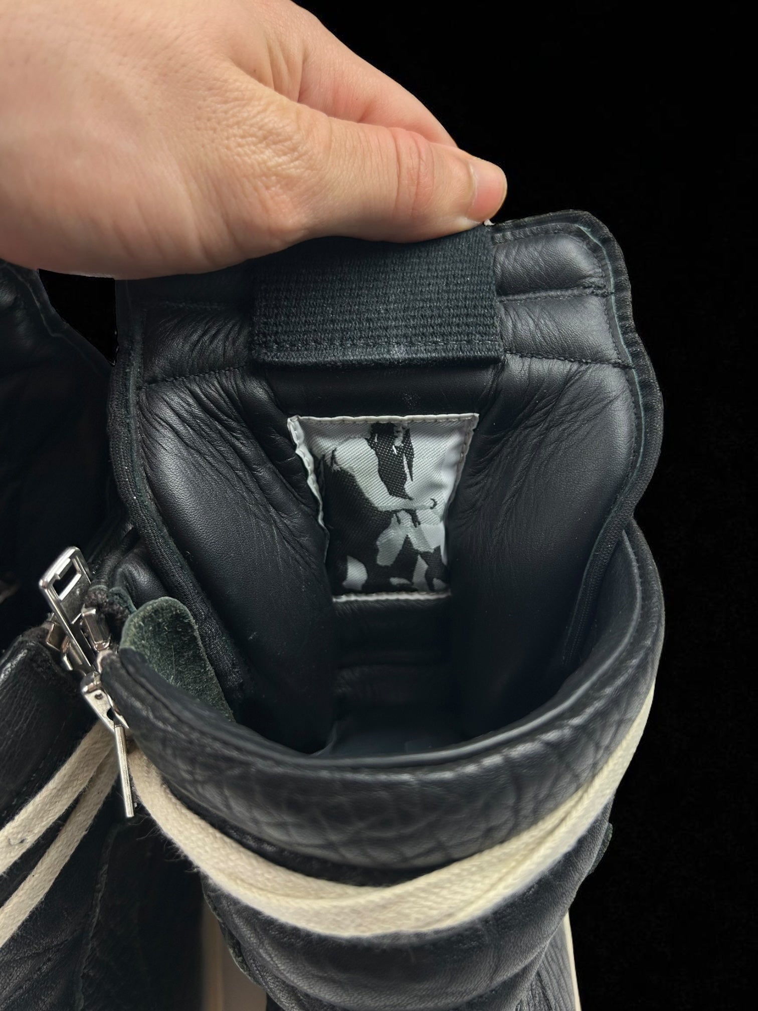 Rick Owens Geobasket Black Grain Leather