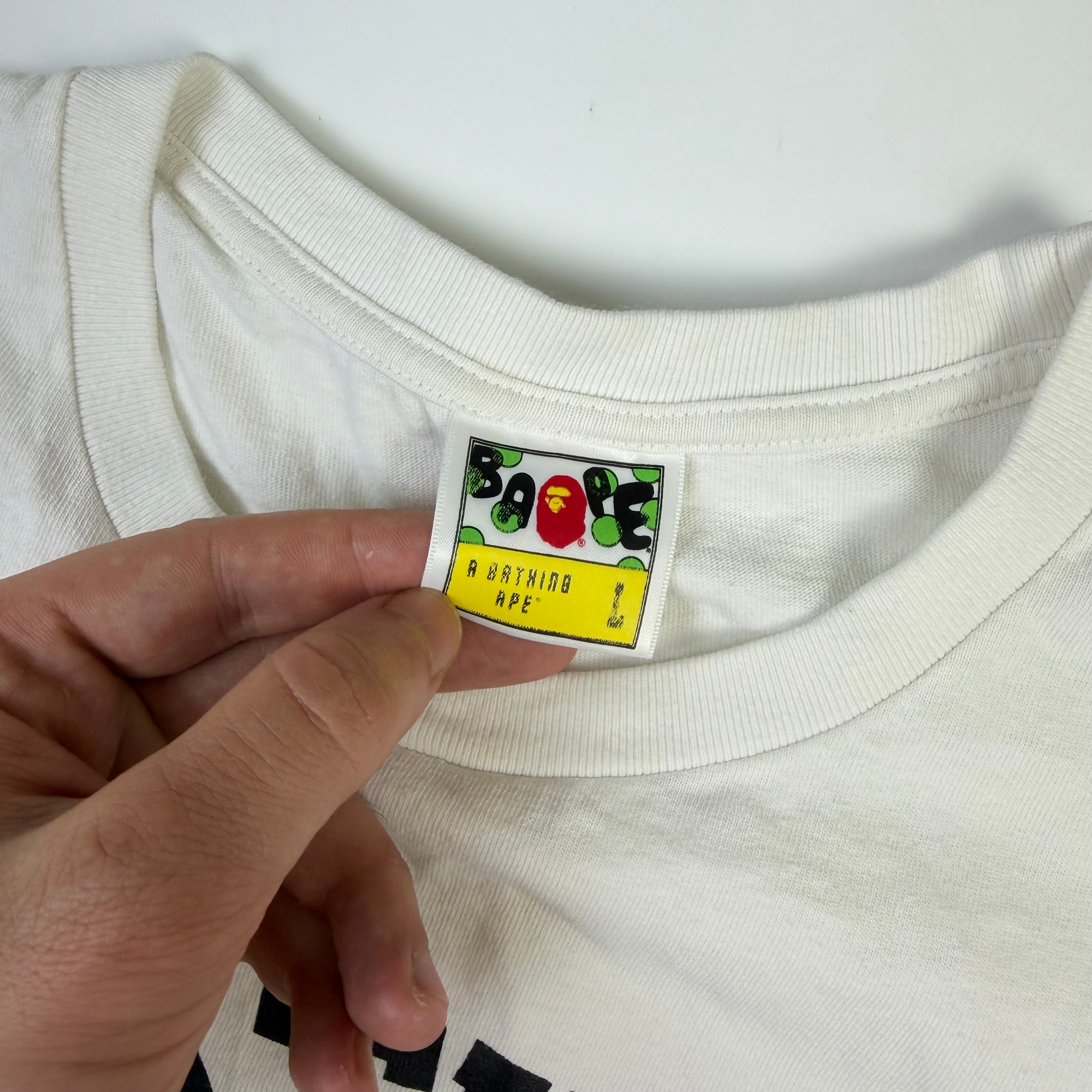 BAPE Yellow 1st Camo College Logo T-Shirt White