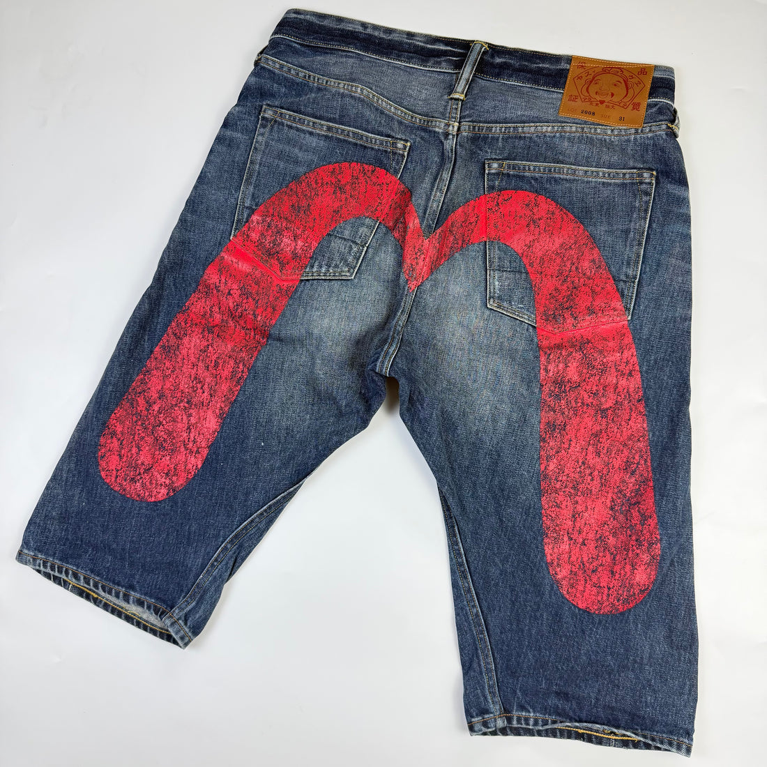Evisu Daicock Japanese Denim Shorts, vedere din față