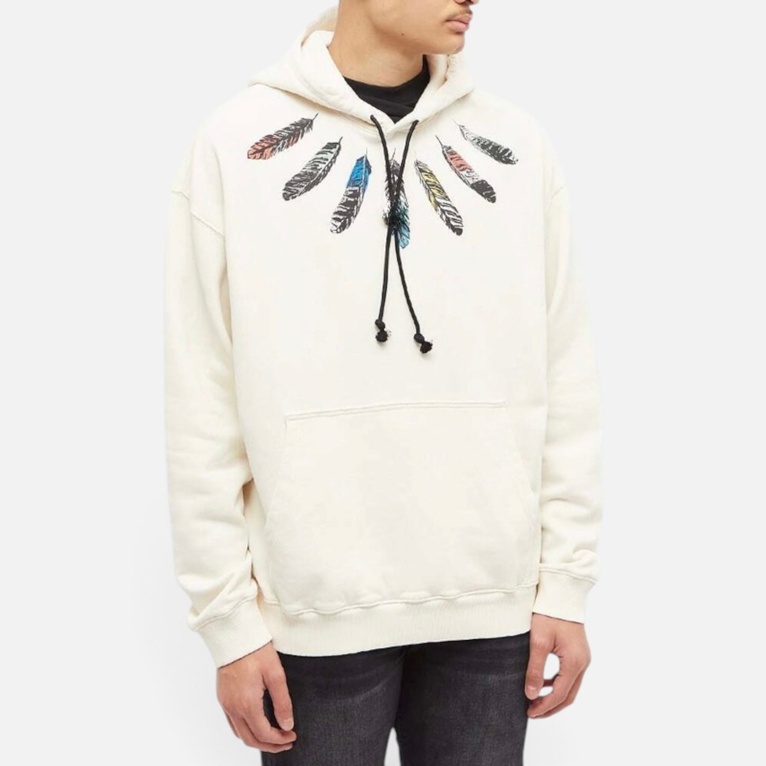 Marcelo Burlon Feather Wings Cream Hoodie