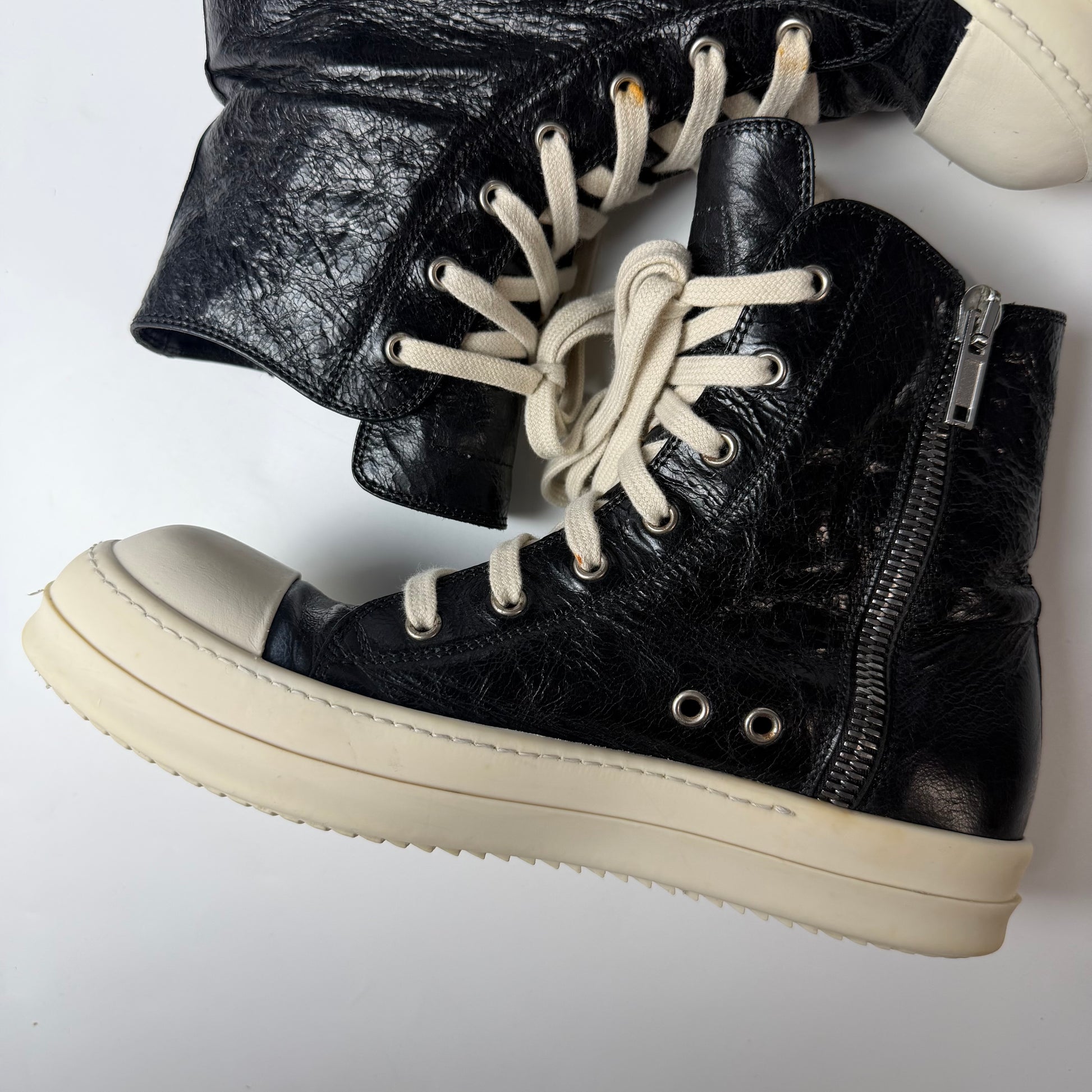 Rick Owens Runched Leather Ramones