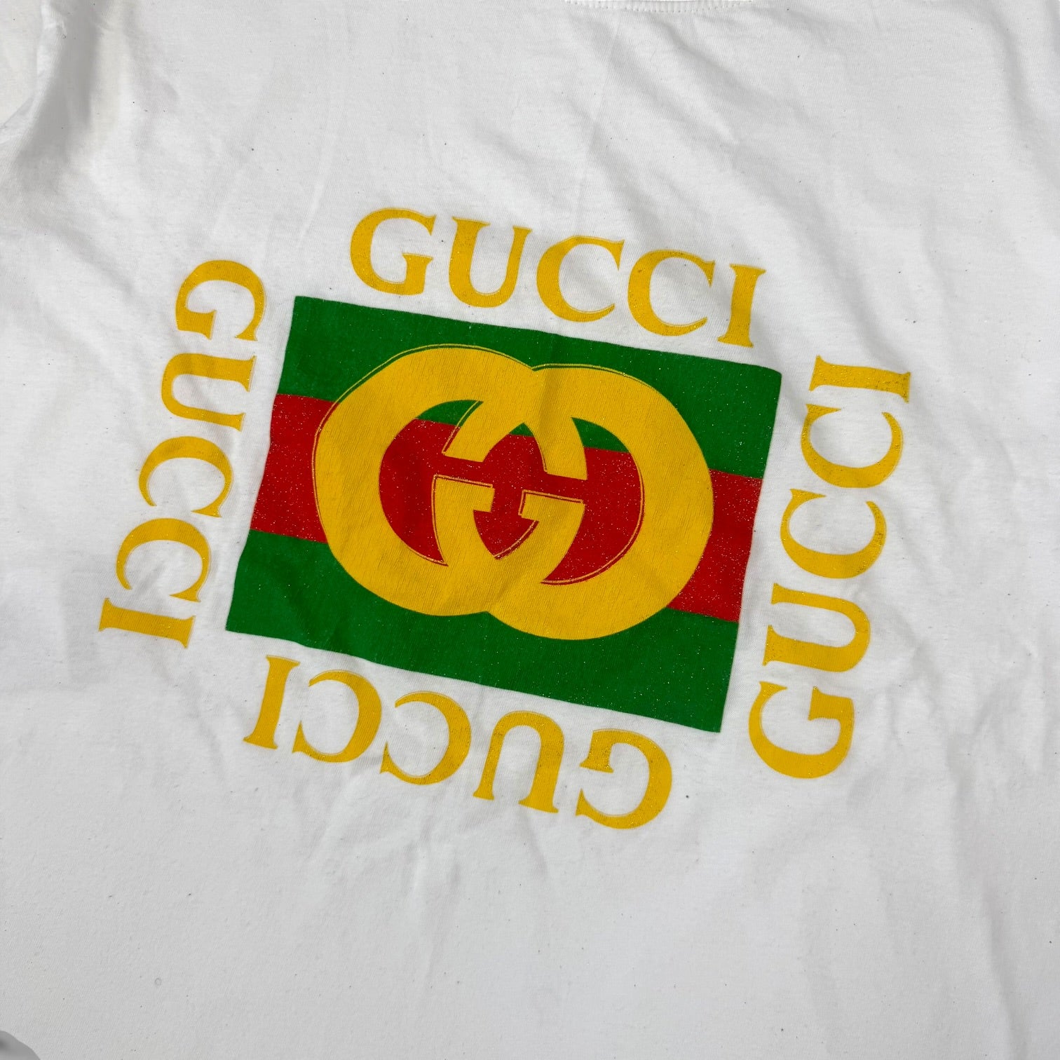 Gucci Distressed Glittered Logo T-Shirt
