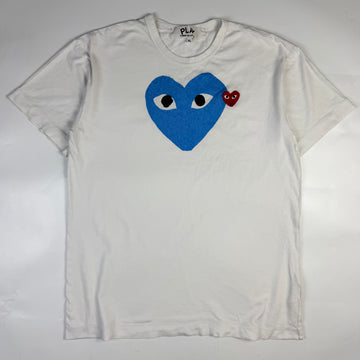 Comme Des Garçons Play Blue Heart T-Shirt White