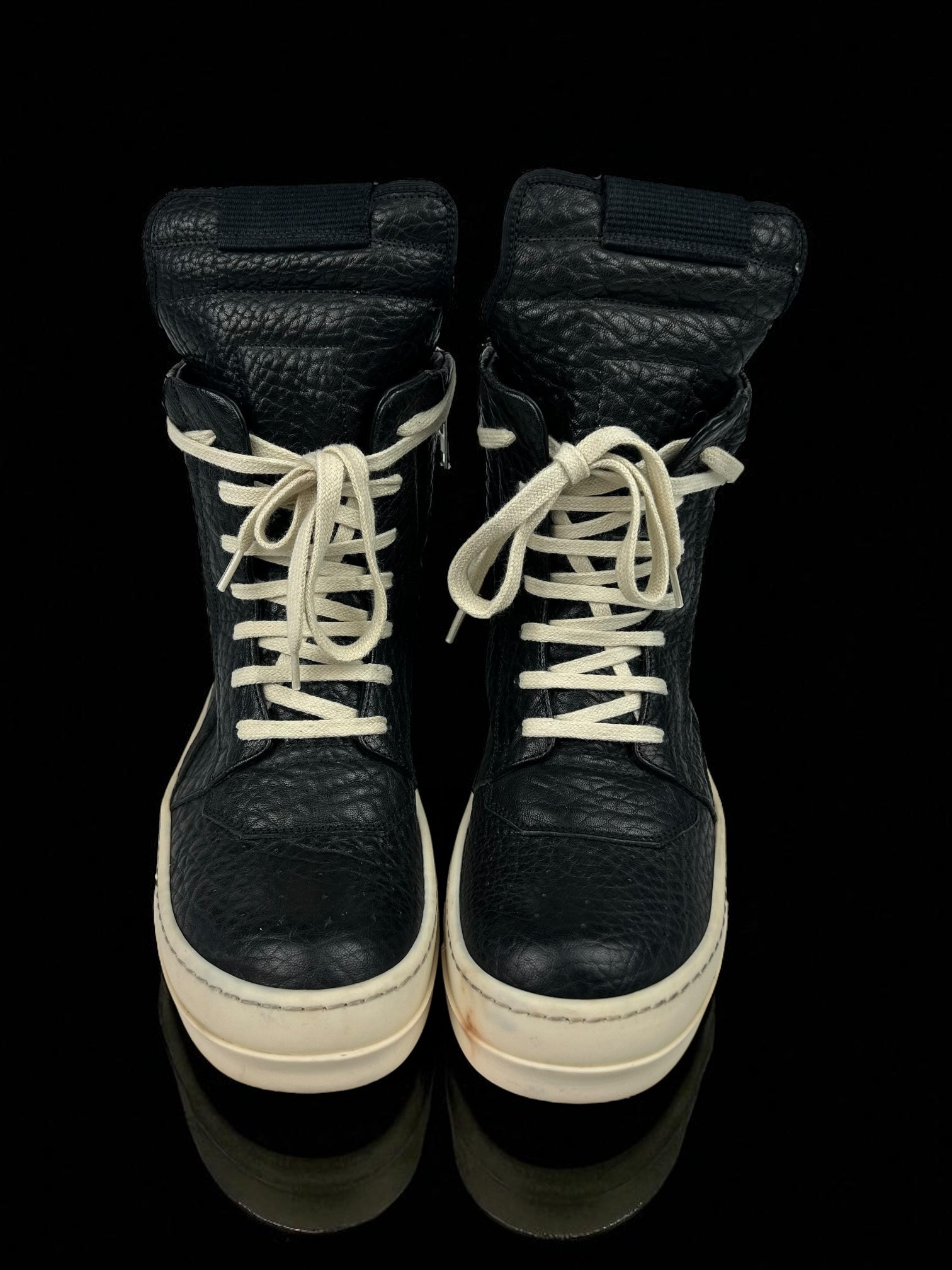 Rick Owens Geobasket Black Grain Leather