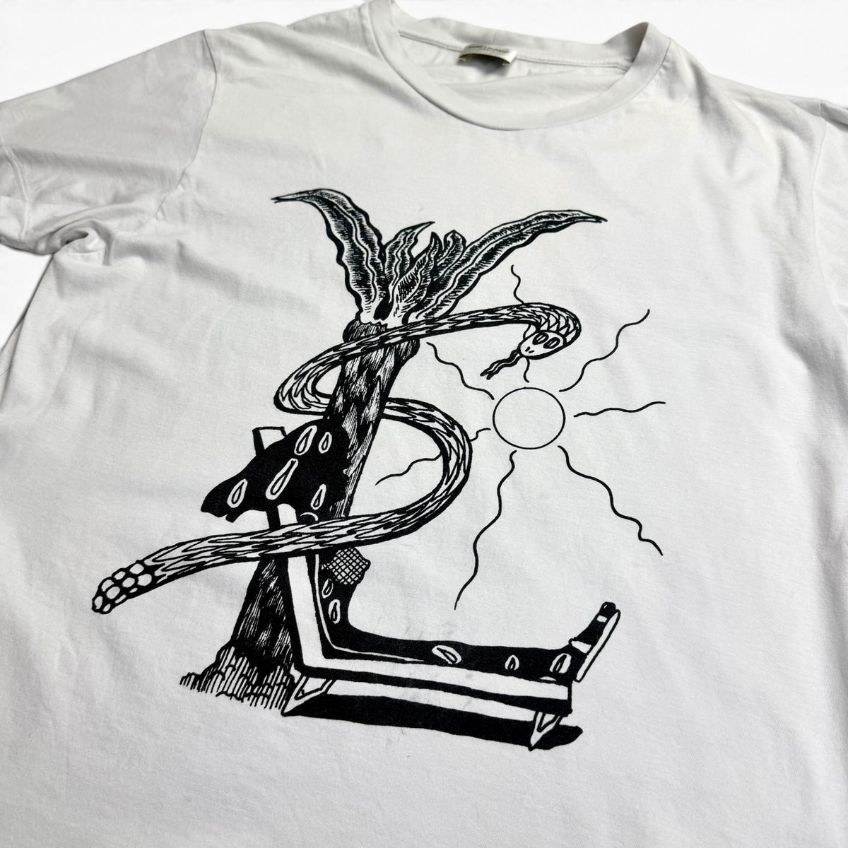 Saint Laurent by Hedi Slimane 2013 Snake YSL Print T-Shirt White
