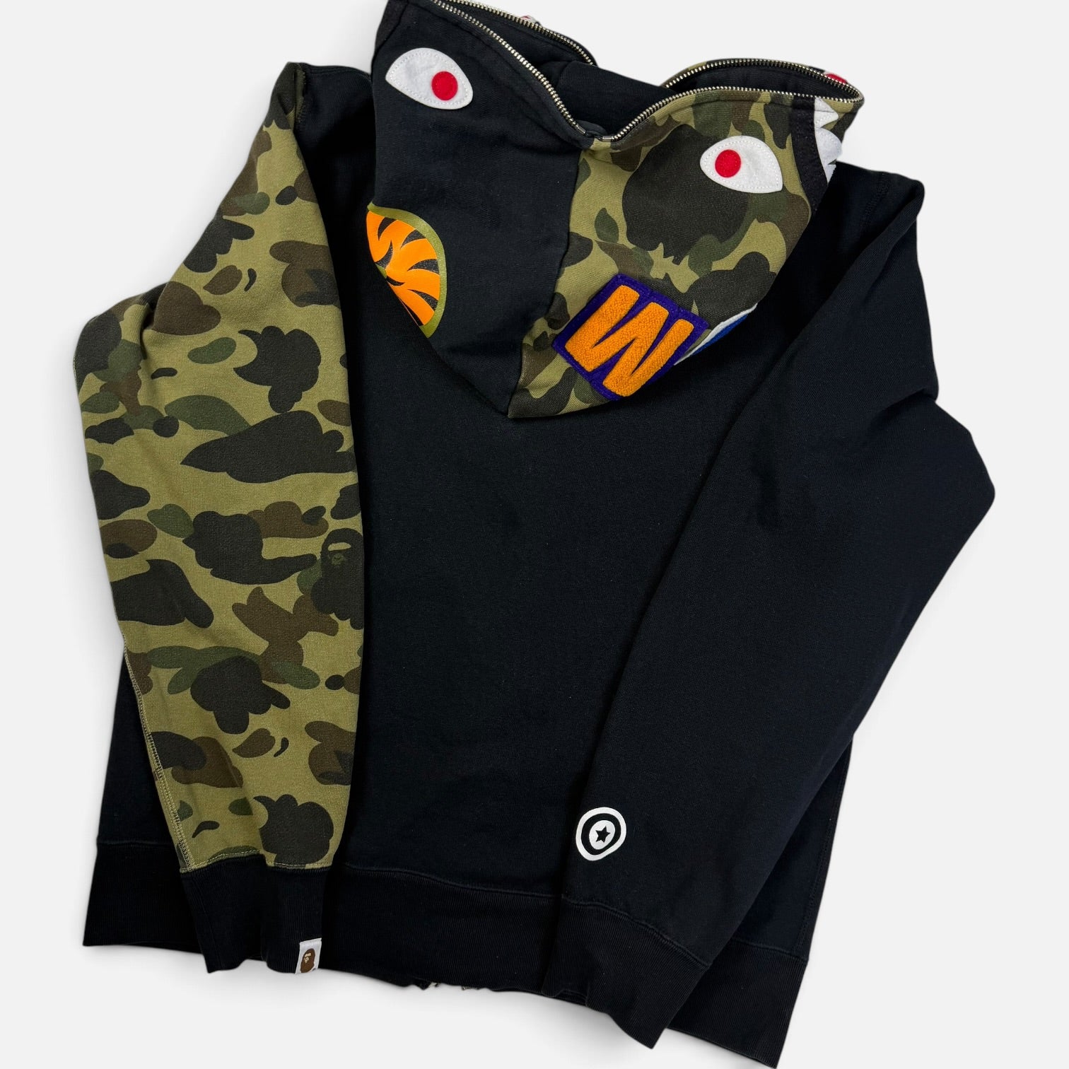 BAPE Shark Full Zip Hoodie Black/Camo | Hanorac BAPE