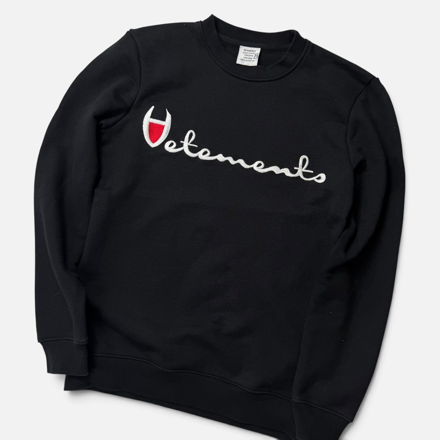Vetements SS16 Champion Logo Crewneck Black