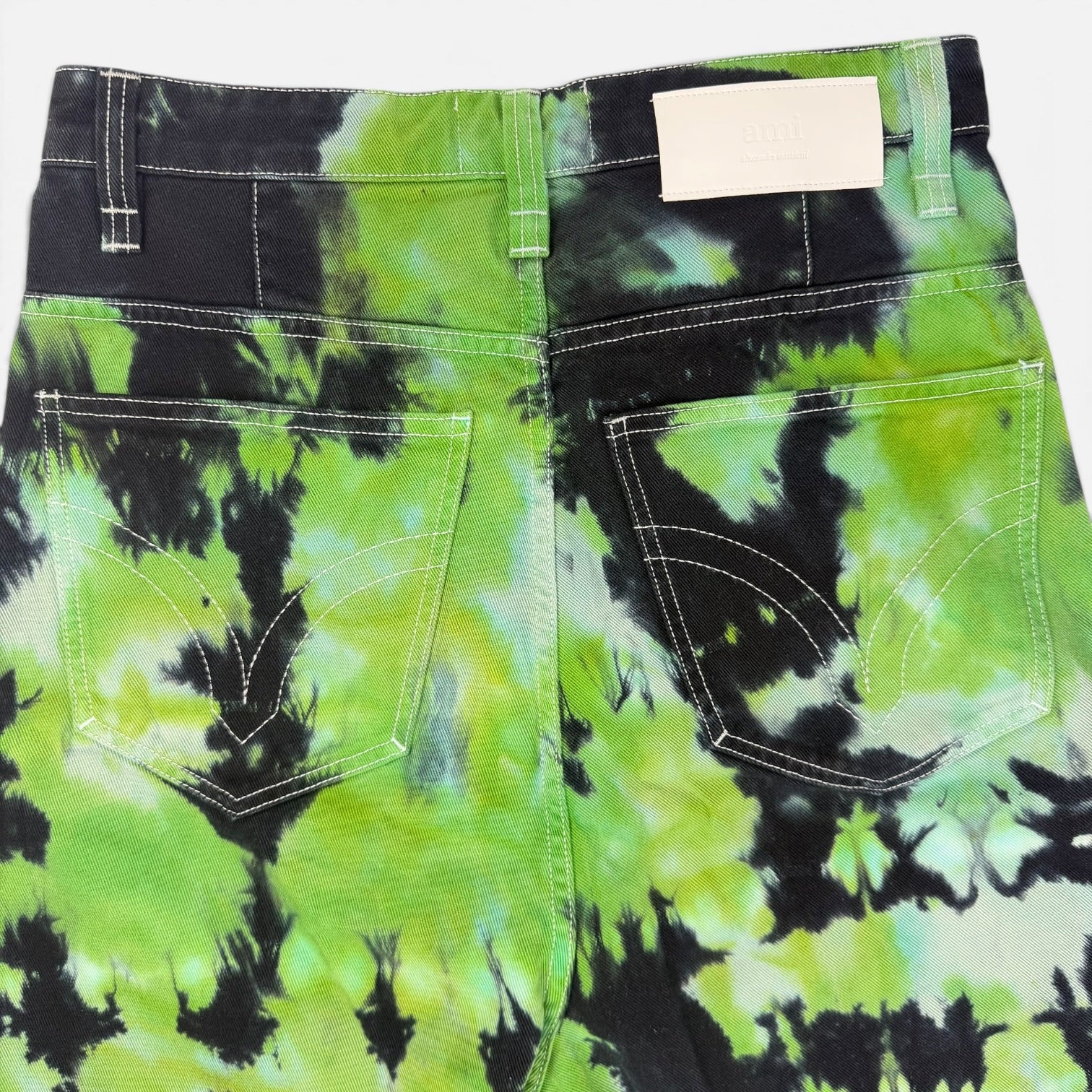 AMI Paris Tie-Dye Denim Shorts Green