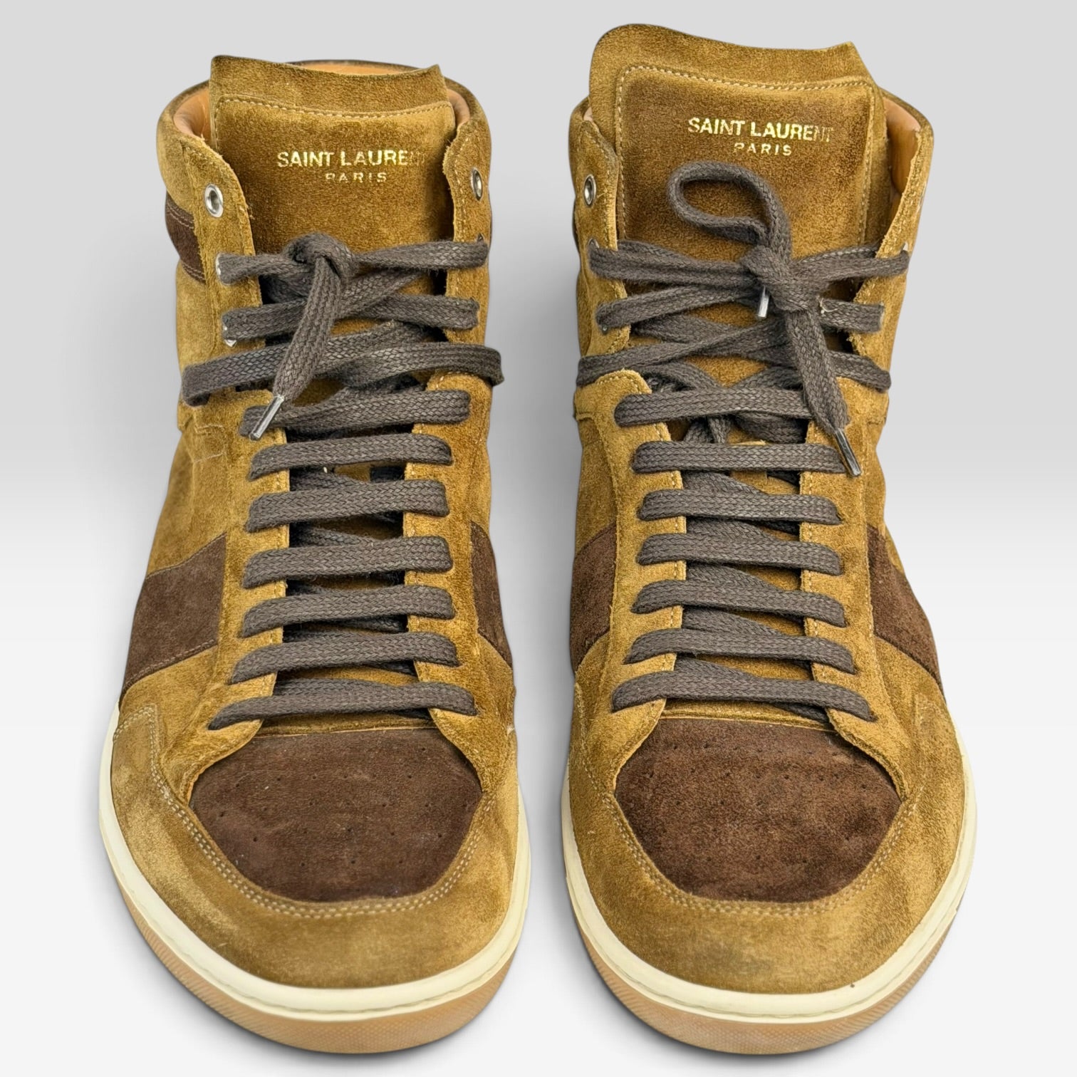 Saint Laurent SL/10H High-Top Two-Tone Suede Brown