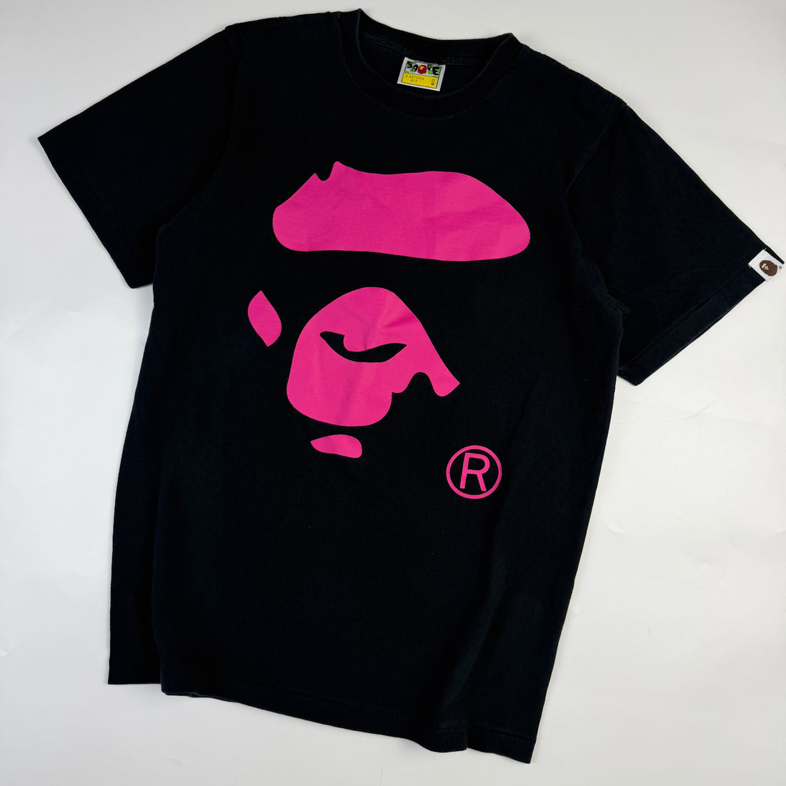 BAPE Big Ape Face T-Shirt Pink, negru, vedere din față