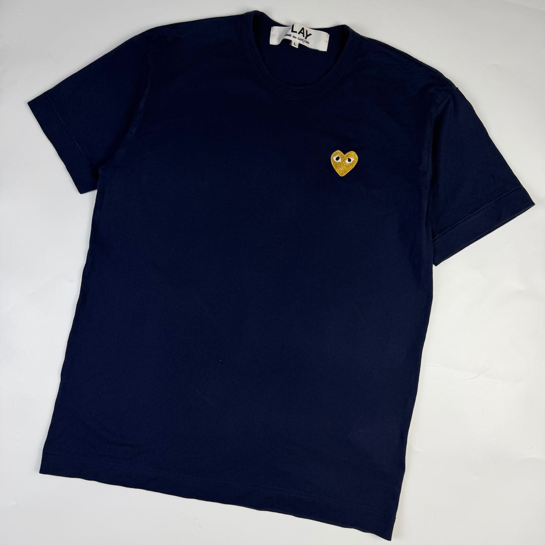 Comme Des Garçons Play Gold Heart T-Shirt Navy