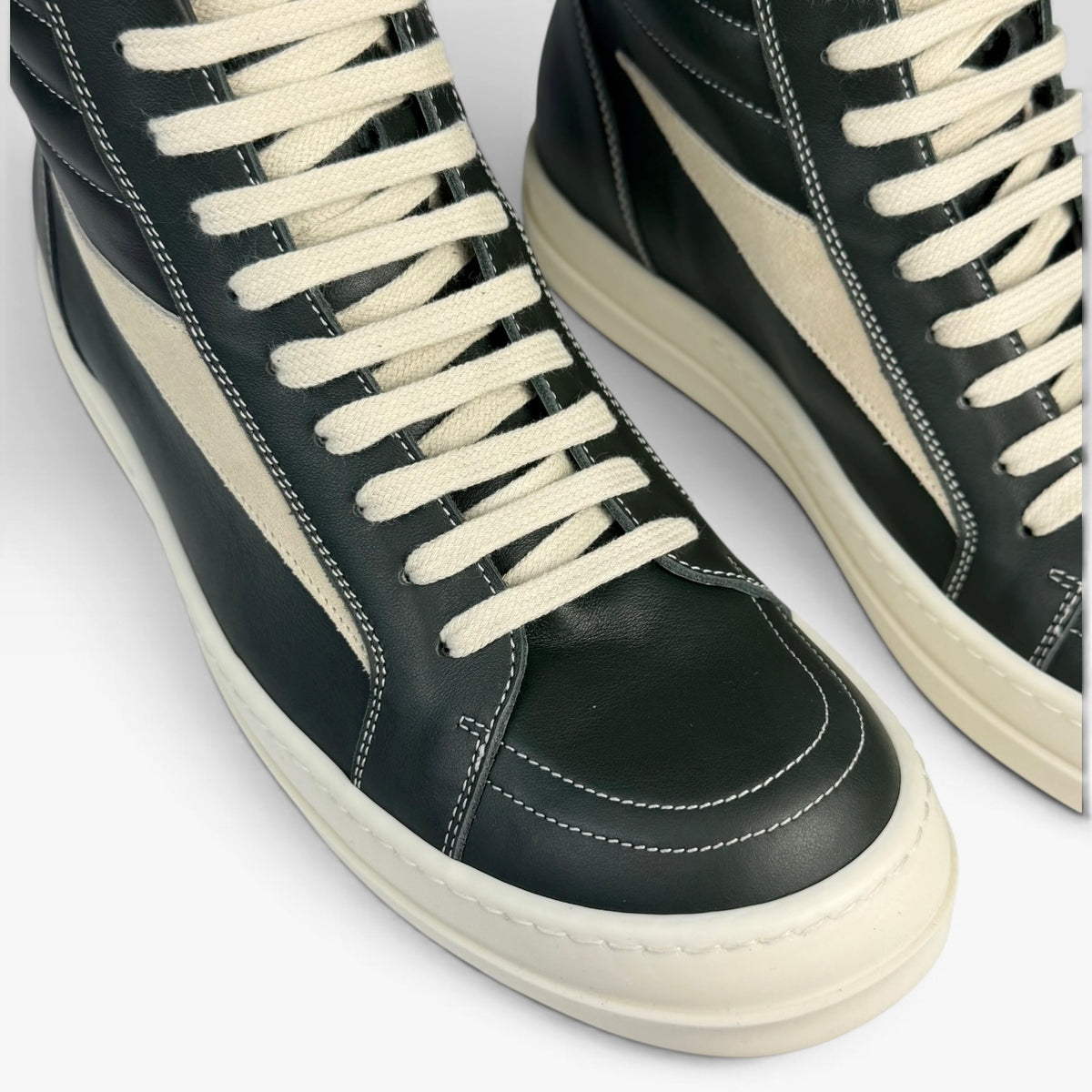 Rick Owens Vintage Sneaks High Dark Green Leather