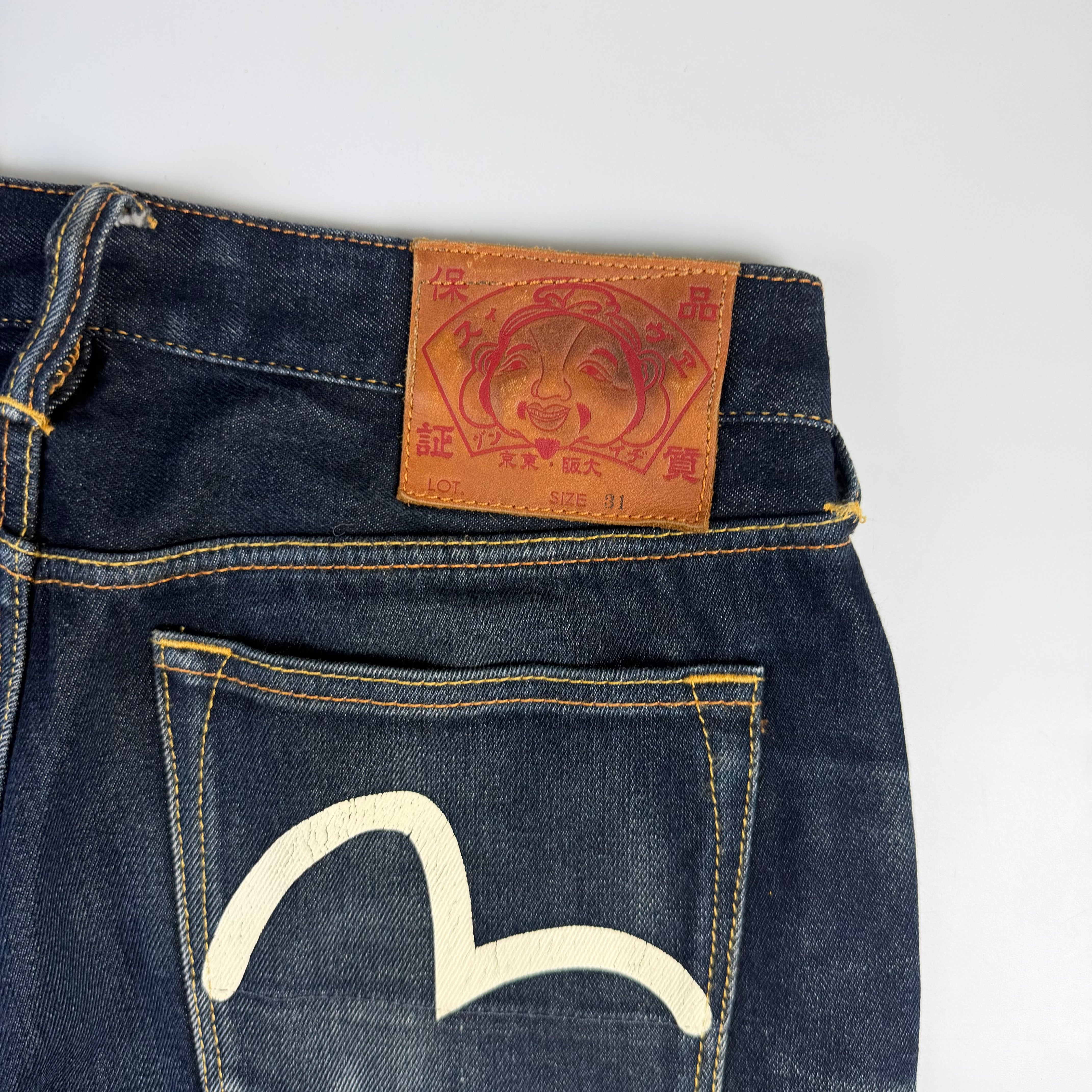 Evisu Ebisu God Print Denim Shorts