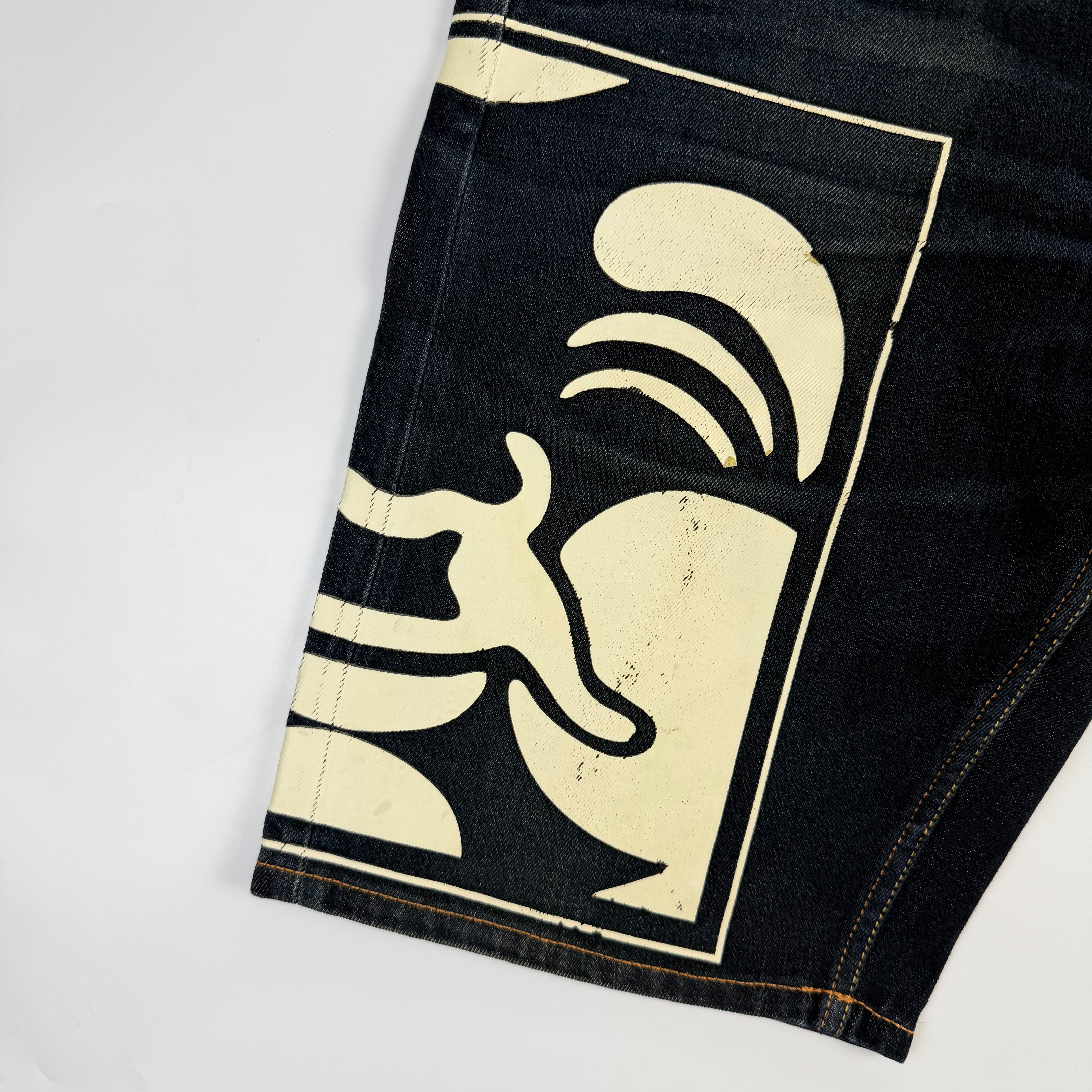 Evisu Ebisu God Print Denim Shorts
