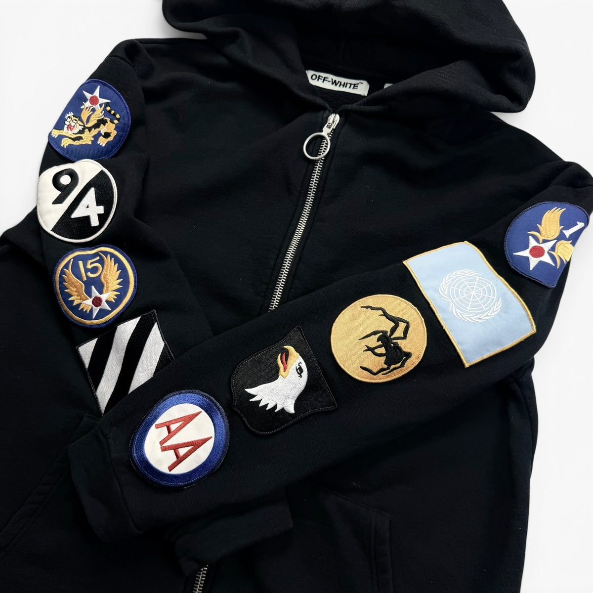 Off-White Patches Zip Hoodie Black
