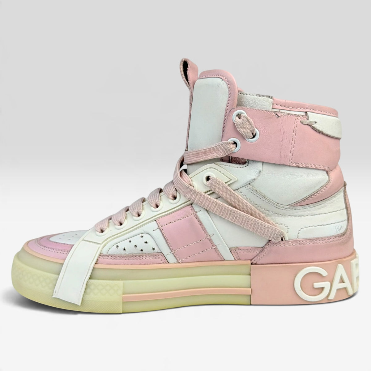 Dolce & Gabbana Custom 2.Zero High-Top Sneaker White/Nude