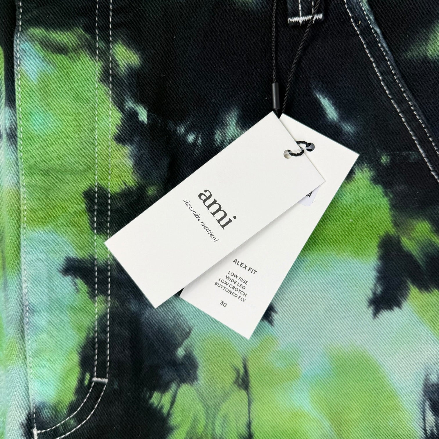 AMI Paris Tie-Dye Denim Shorts Green