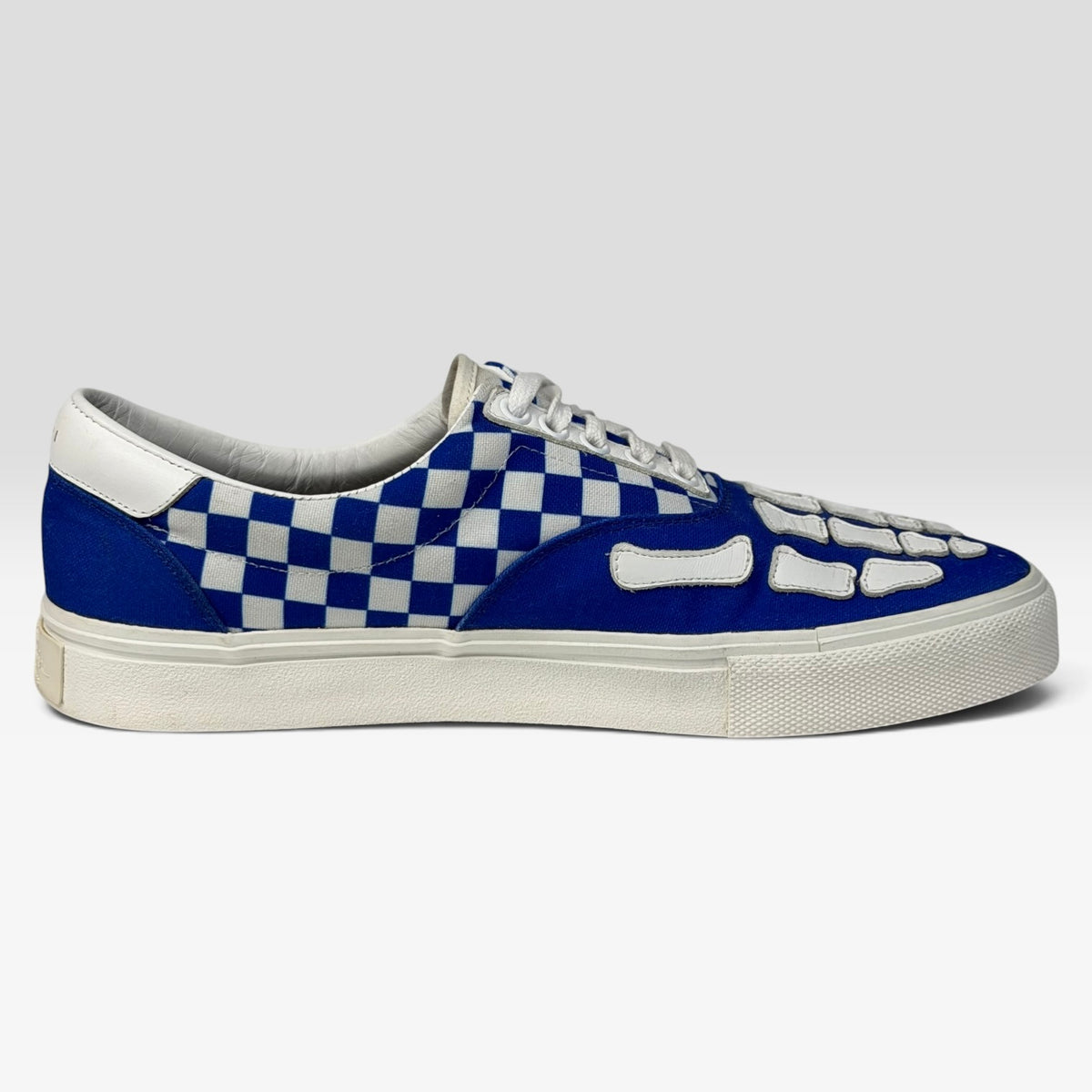 Amiri Checkered Skeleton Toe Lace Up Sneaker Blue/White