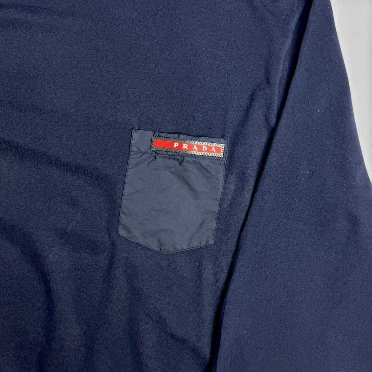 Prada Linea Rossa Pocket Detailed Long Sleeve Tee Navy