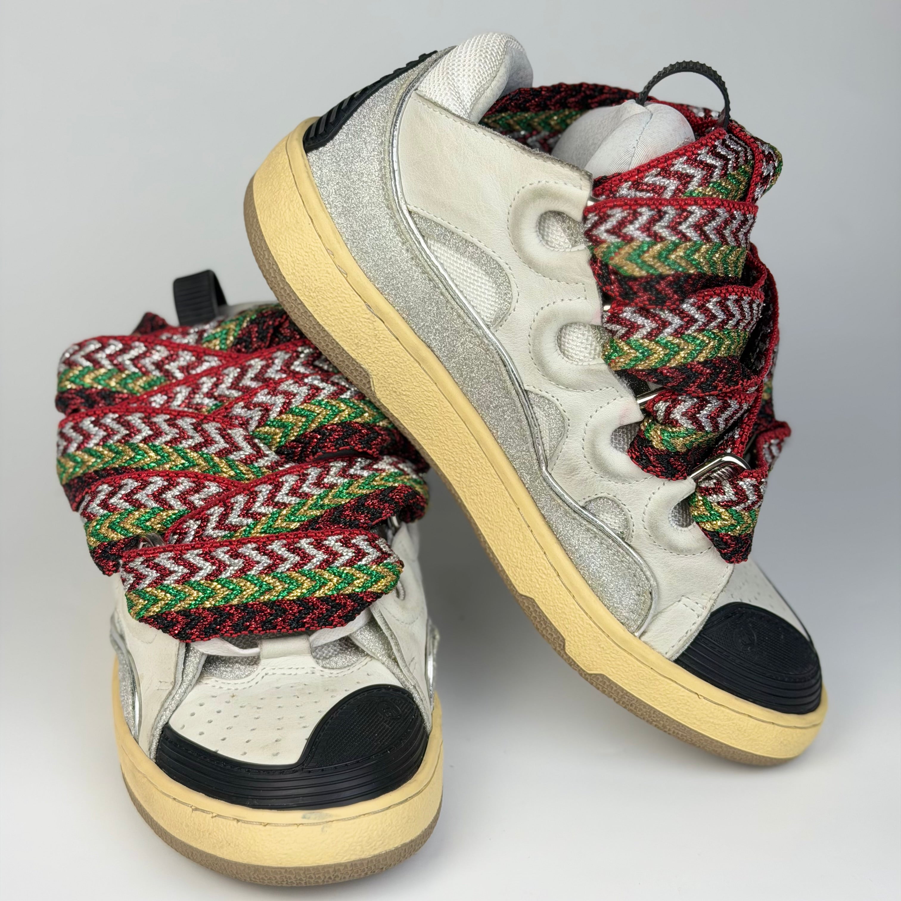 Lanvin White Ivory Glitter Sneakers