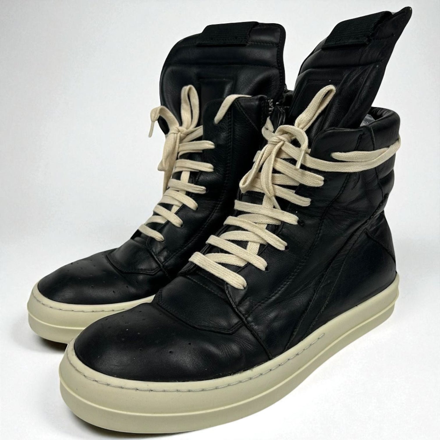 Rick Owens Geobasket Black Leather