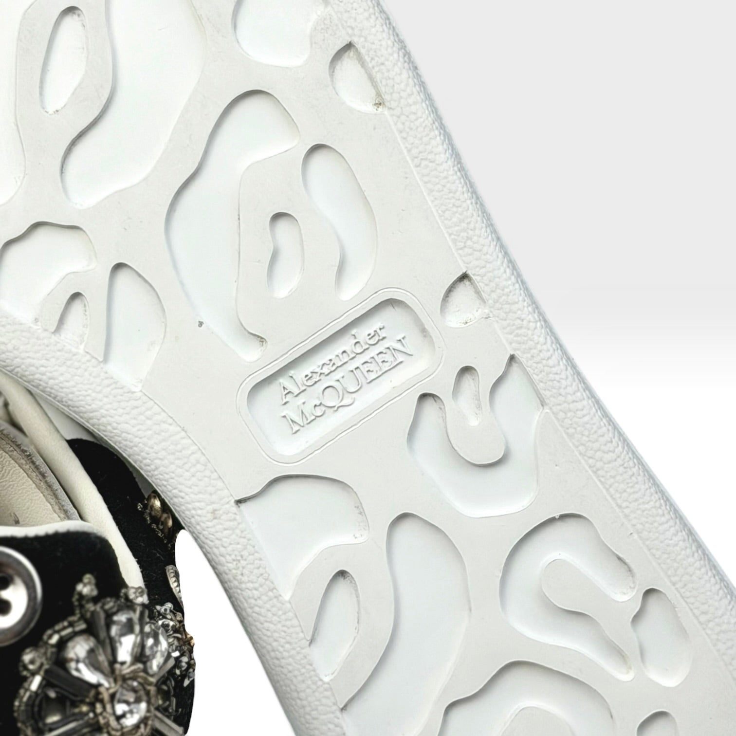 Alexander McQueen Leather Rhinestone Sneakers White