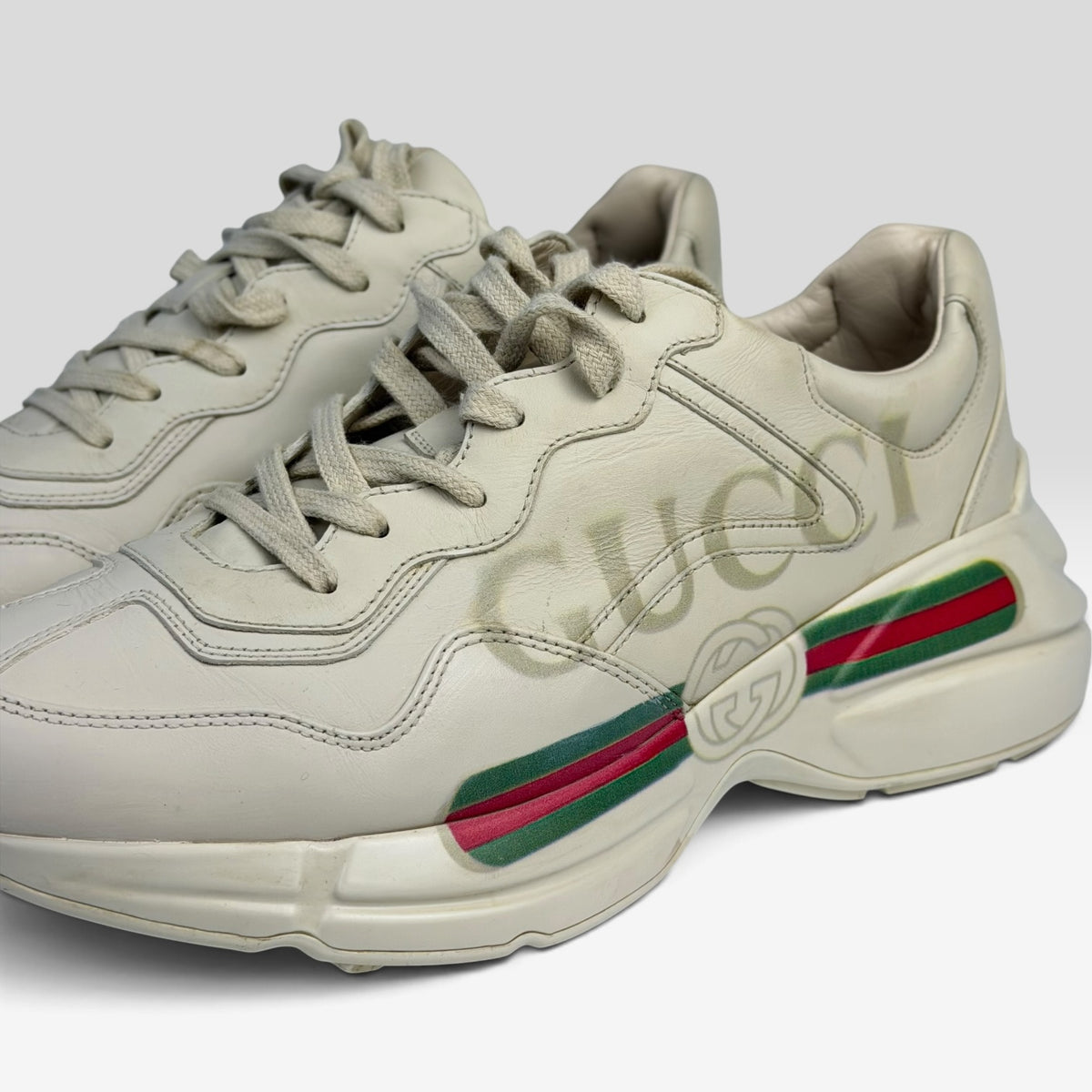 Gucci Rhyton Leather Sneakers Ivory