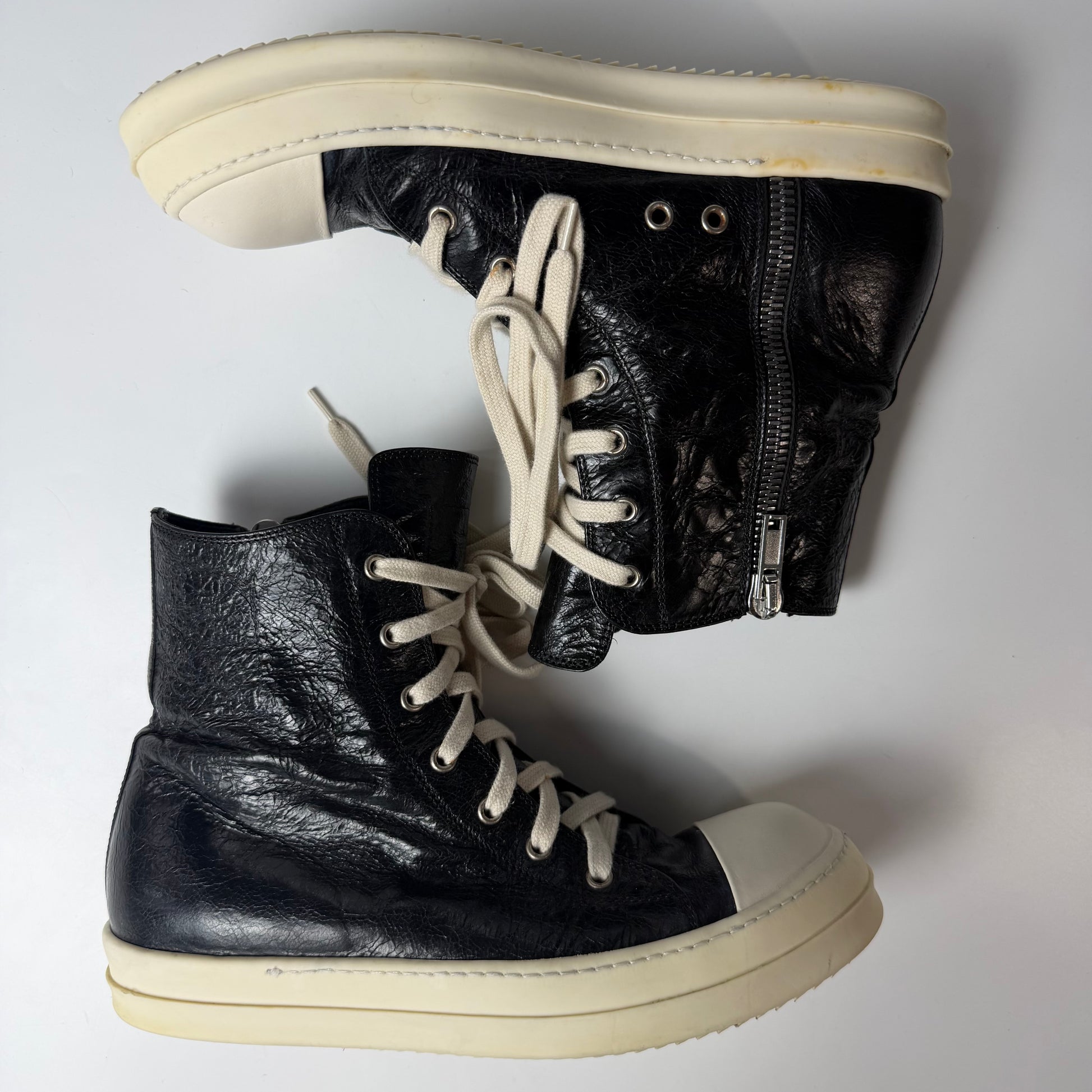 Rick Owens Runched Leather Ramones