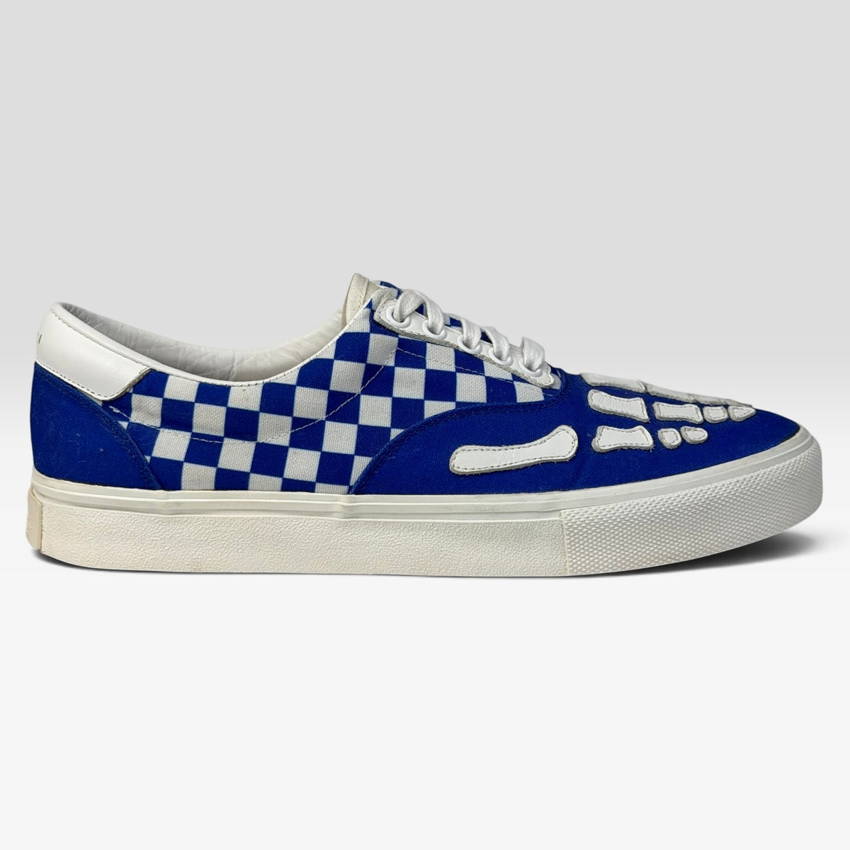Amiri Checkered Skeleton Toe Lace Up Sneaker Blue/White