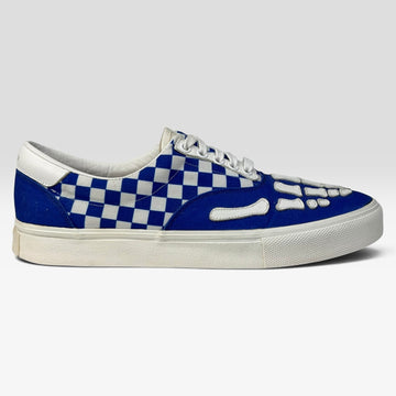 Amiri Checkered Skeleton Toe Lace Up Sneaker Blue/White