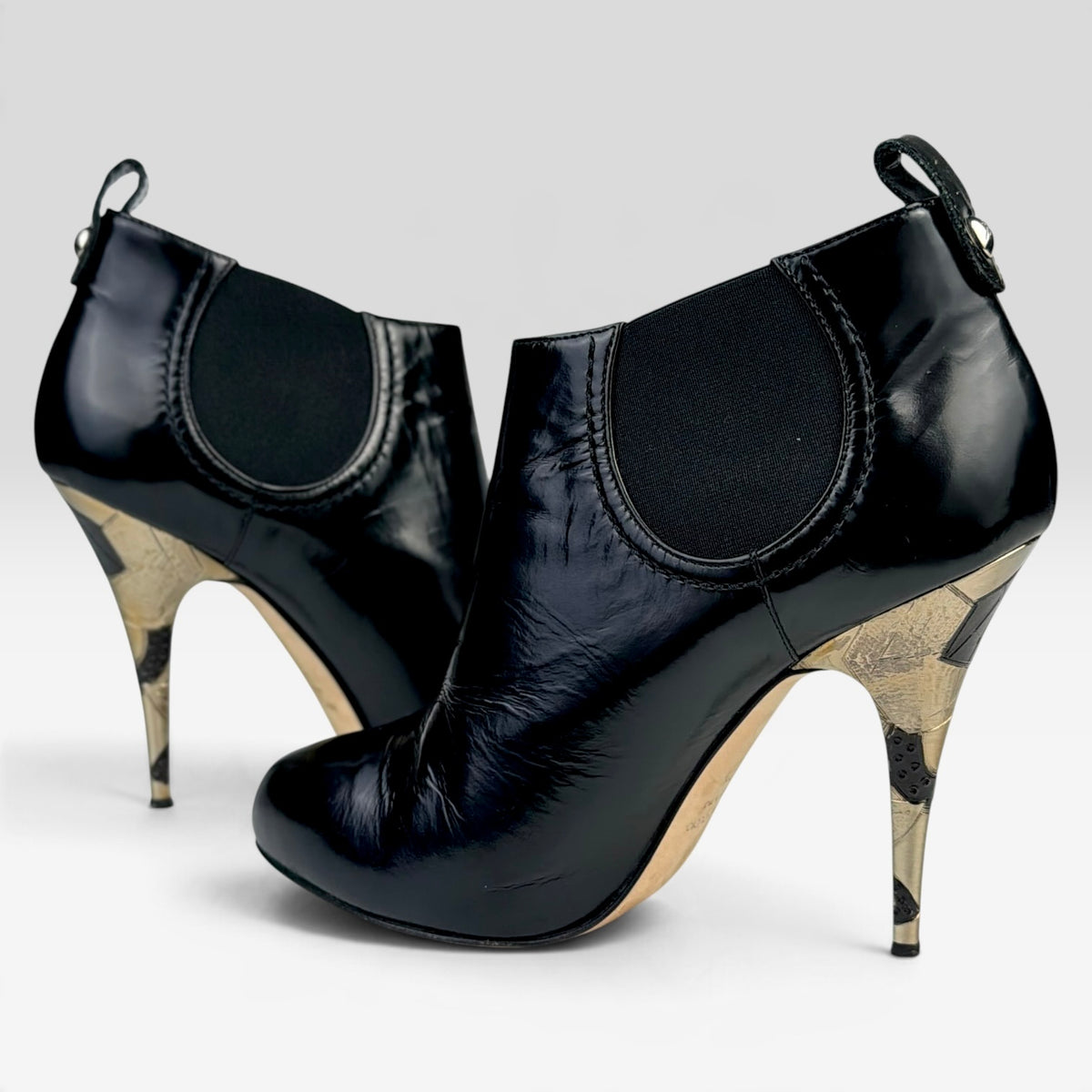 Giuseppe Zanotti Patent Leather Heeled Booties Black – Incaltaminte Femei LANVIN recomandat de V STEALS